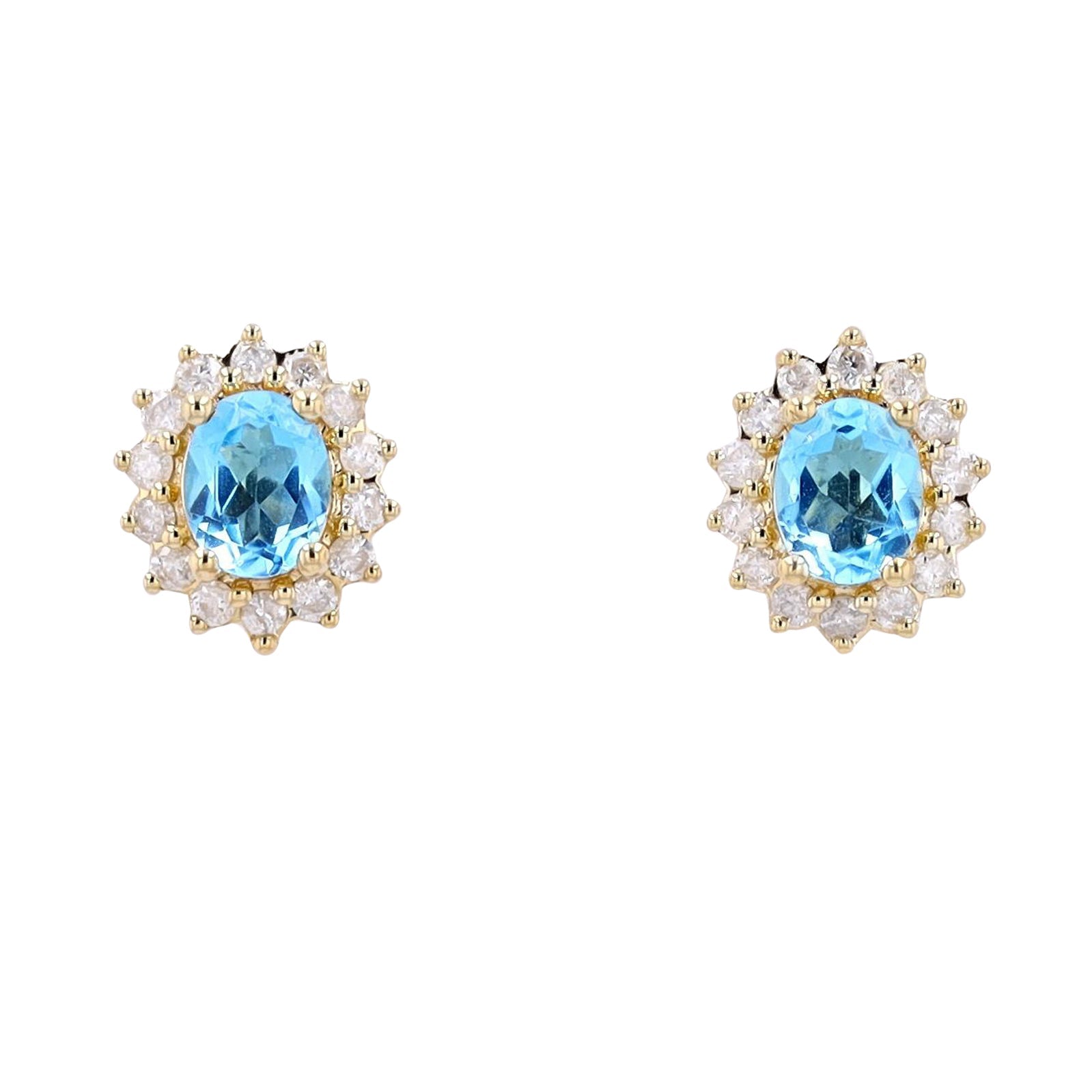 10K Oval Gemstone Halo Studs<p><strong>More Colors Available</p></strong>