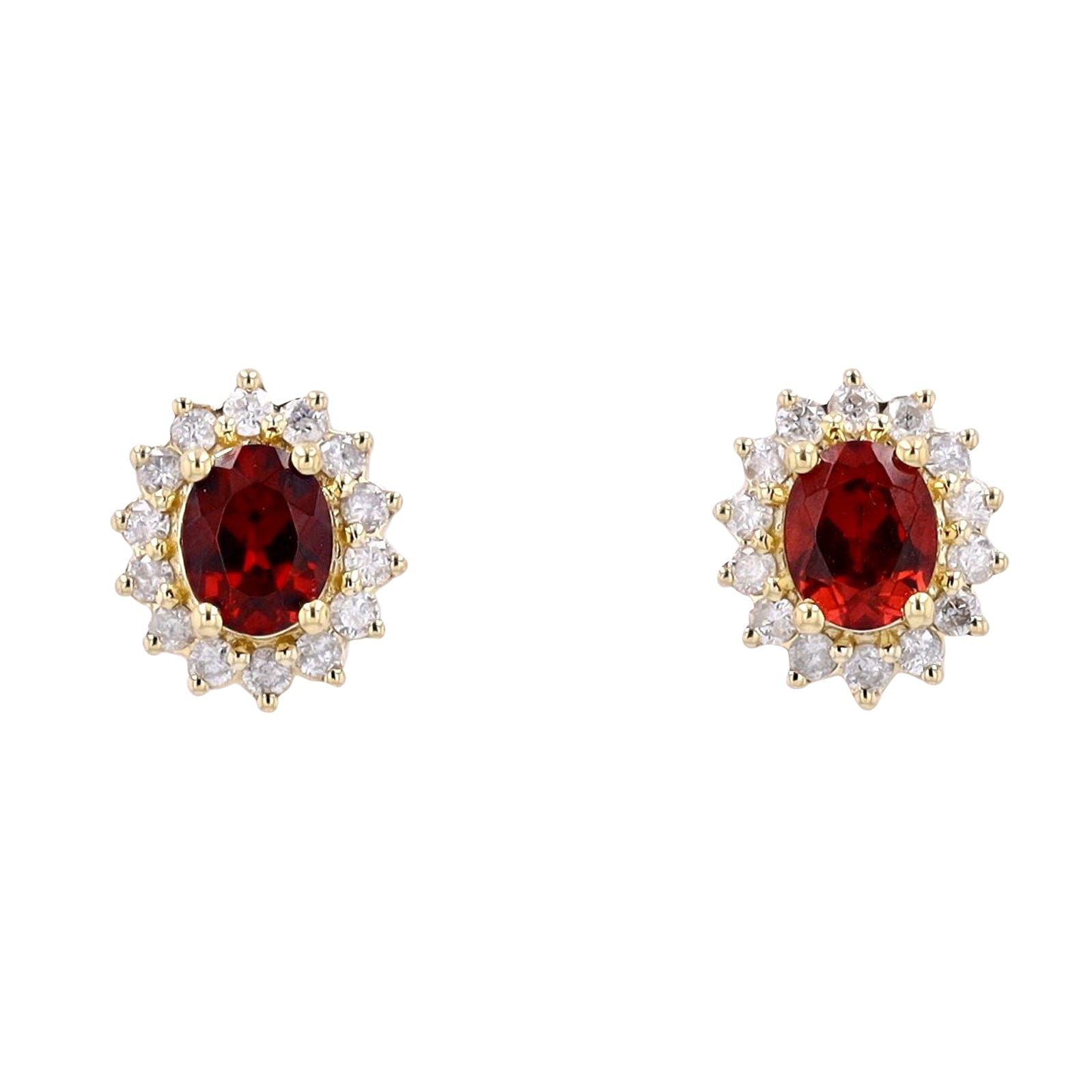 10K Oval Gemstone Halo Studs<p><strong>More Colors Available</p></strong>