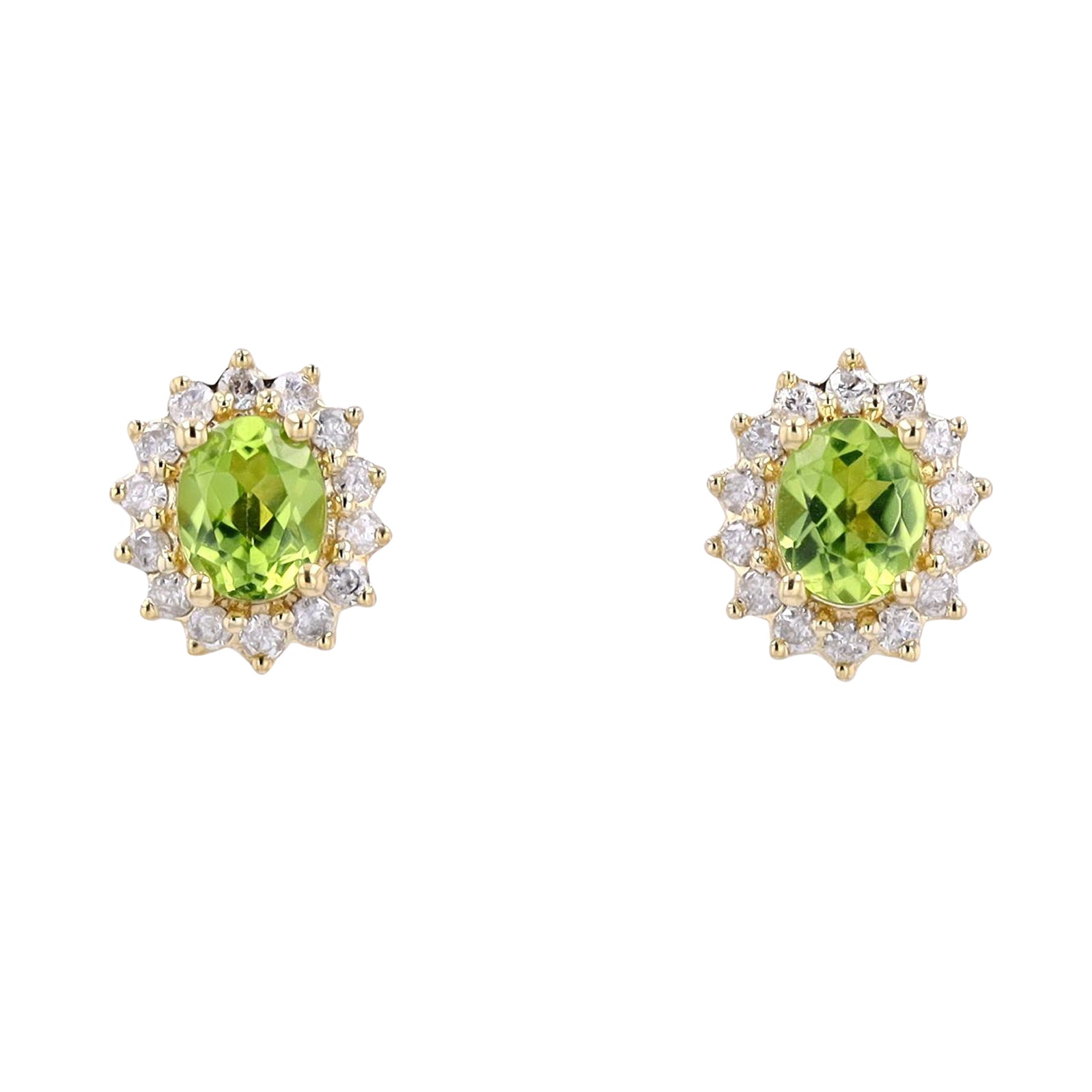 10K Oval Gemstone Halo Studs<p><strong>More Colors Available</p></strong>