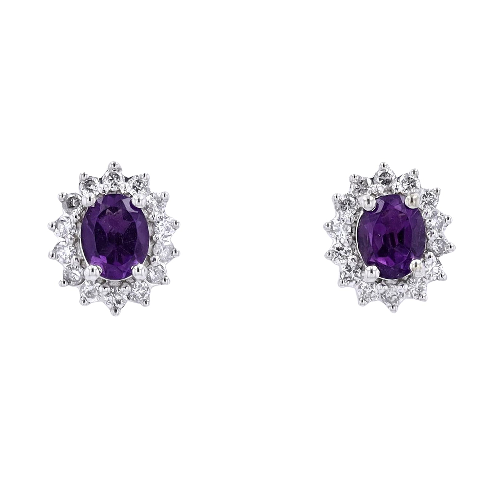 10K Oval Gemstone Halo Studs<p><strong>More Colors Available</p></strong>