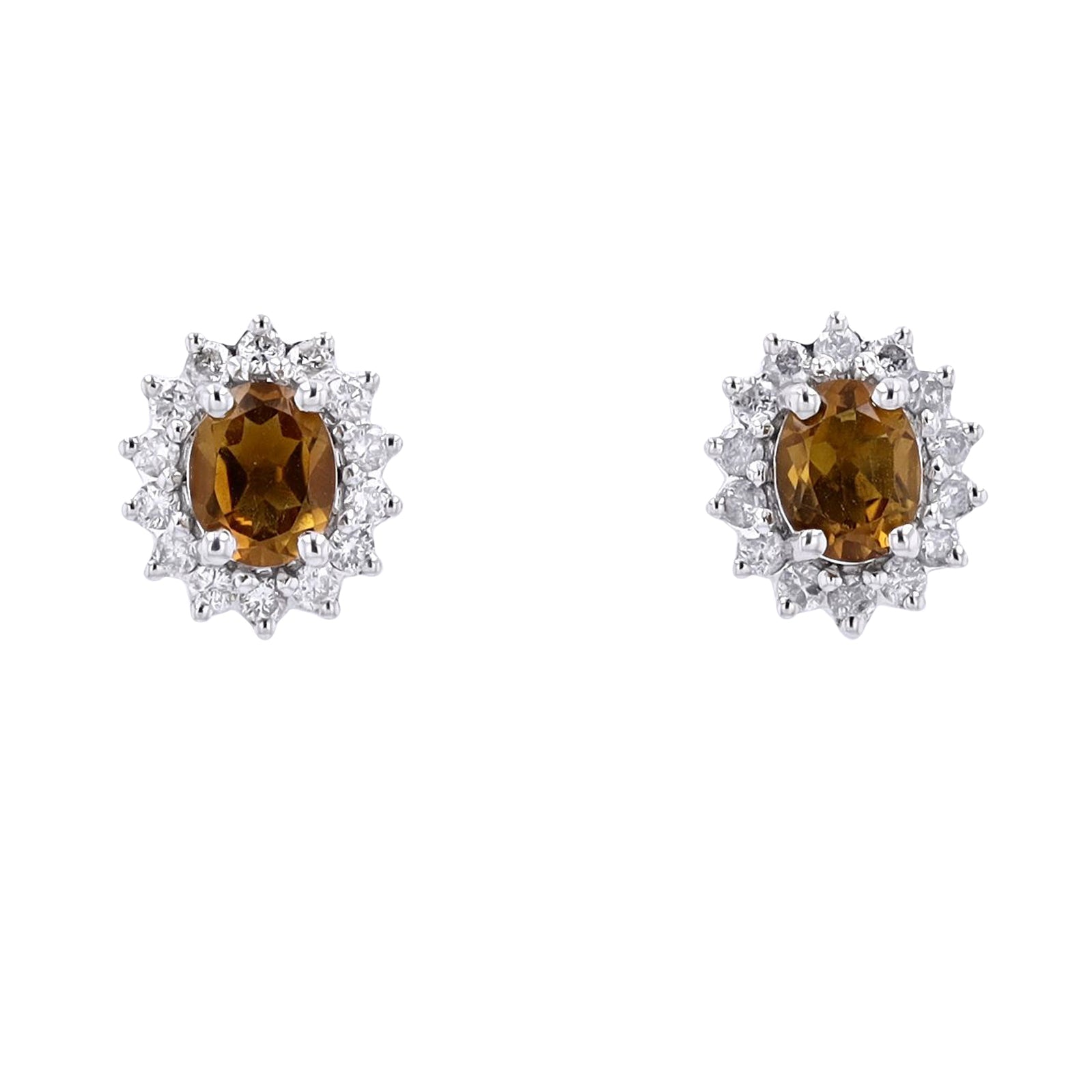 10K Oval Gemstone Halo Studs<p><strong>More Colors Available</p></strong>