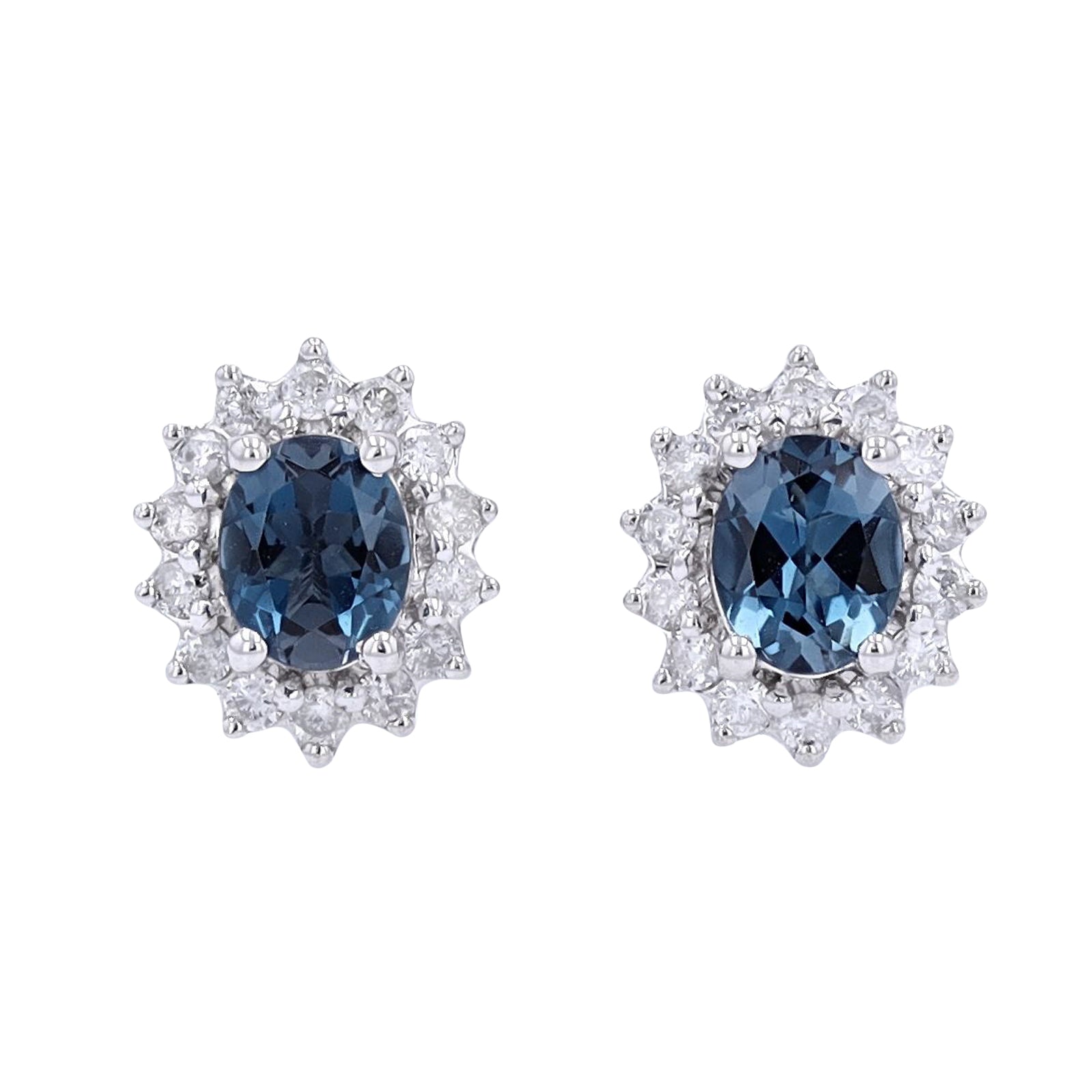 10K Oval Gemstone Halo Studs<p><strong>More Colors Available</p></strong>
