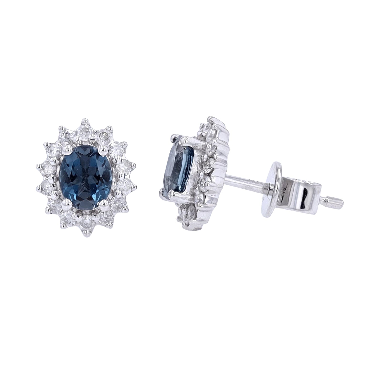 10K Oval Gemstone Halo Studs<p><strong>More Colors Available</p></strong>