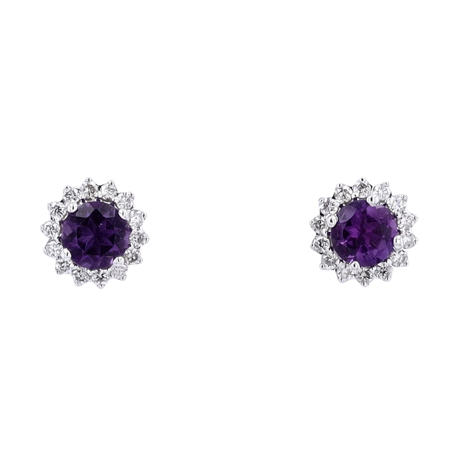 10K WG Gemstone Halo Studs<p><strong>More Colors Available</p></strong>