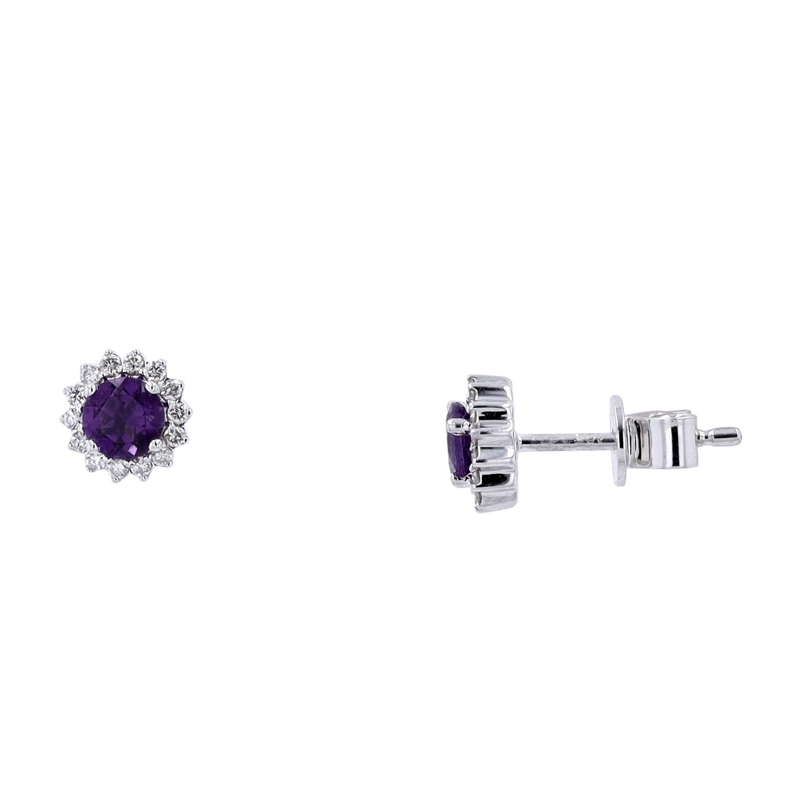 10K WG Gemstone Halo Studs<p><strong>More Colors Available</p></strong>
