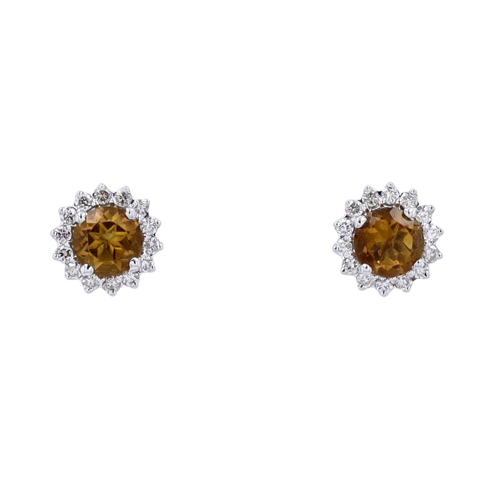 10K WG Gemstone Halo Studs<p><strong>More Colors Available</p></strong>
