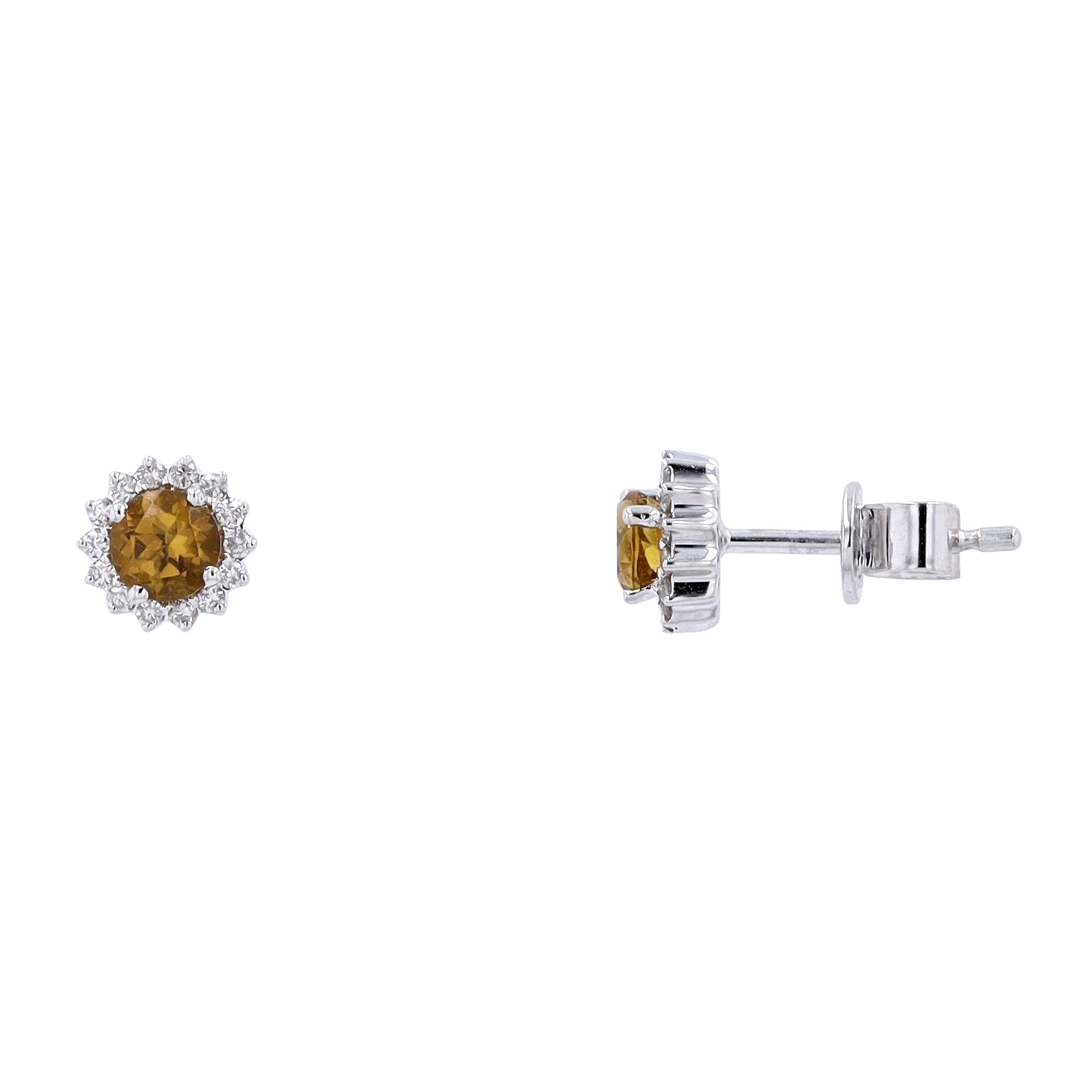 10K WG Gemstone Halo Studs<p><strong>More Colors Available</p></strong>