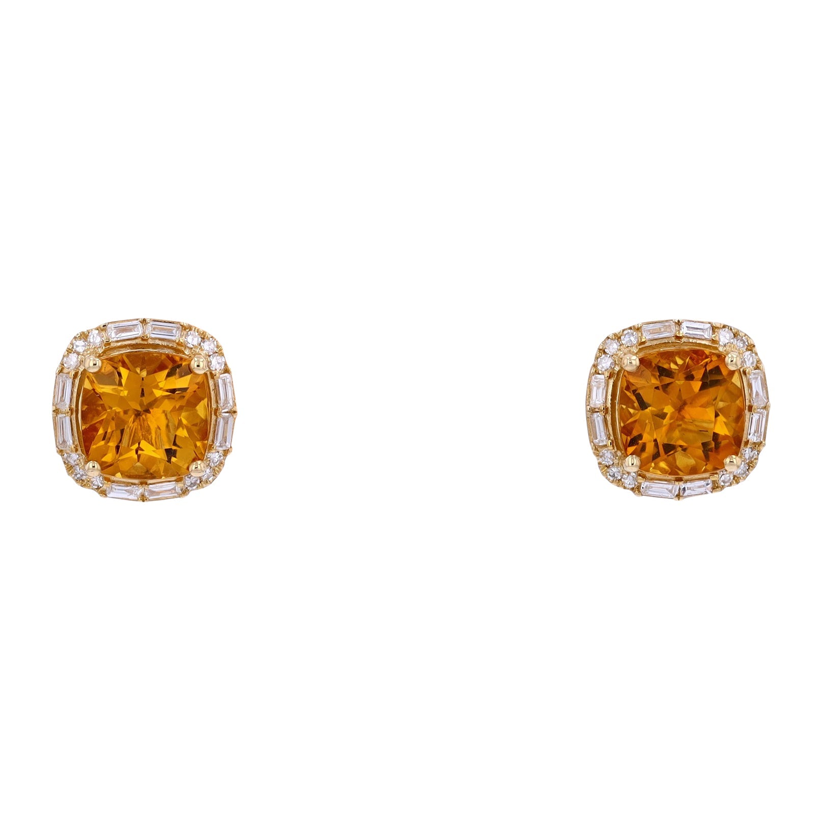 14K EFFY YG 2.35 CTW Citrine & Diamond Halo Studs