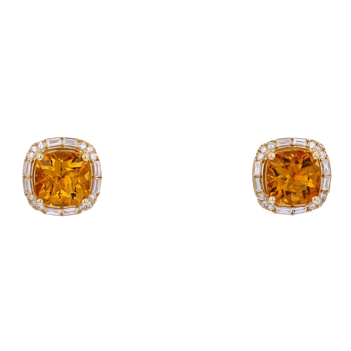 14K EFFY YG 2.35 CTW Citrine & Diamond Halo Studs