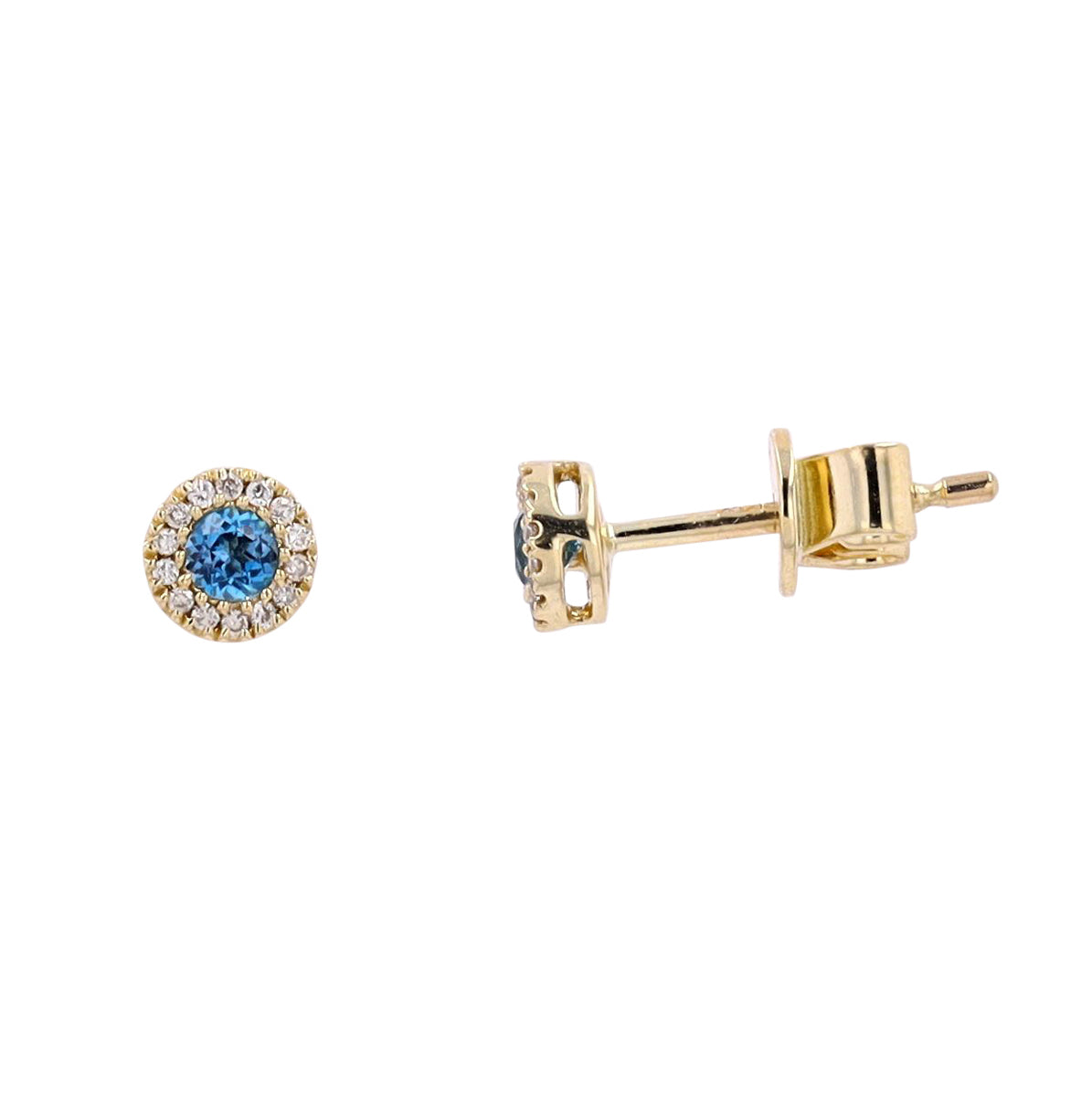 10K Gemstone Halo Studs<p><strong>More Colors Available</p></strong>