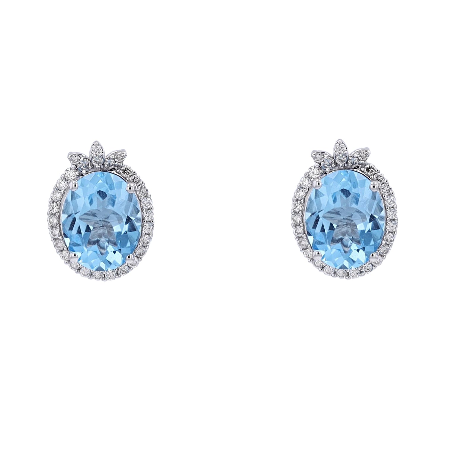 10K WG 6 CT Blue Topaz Earrings