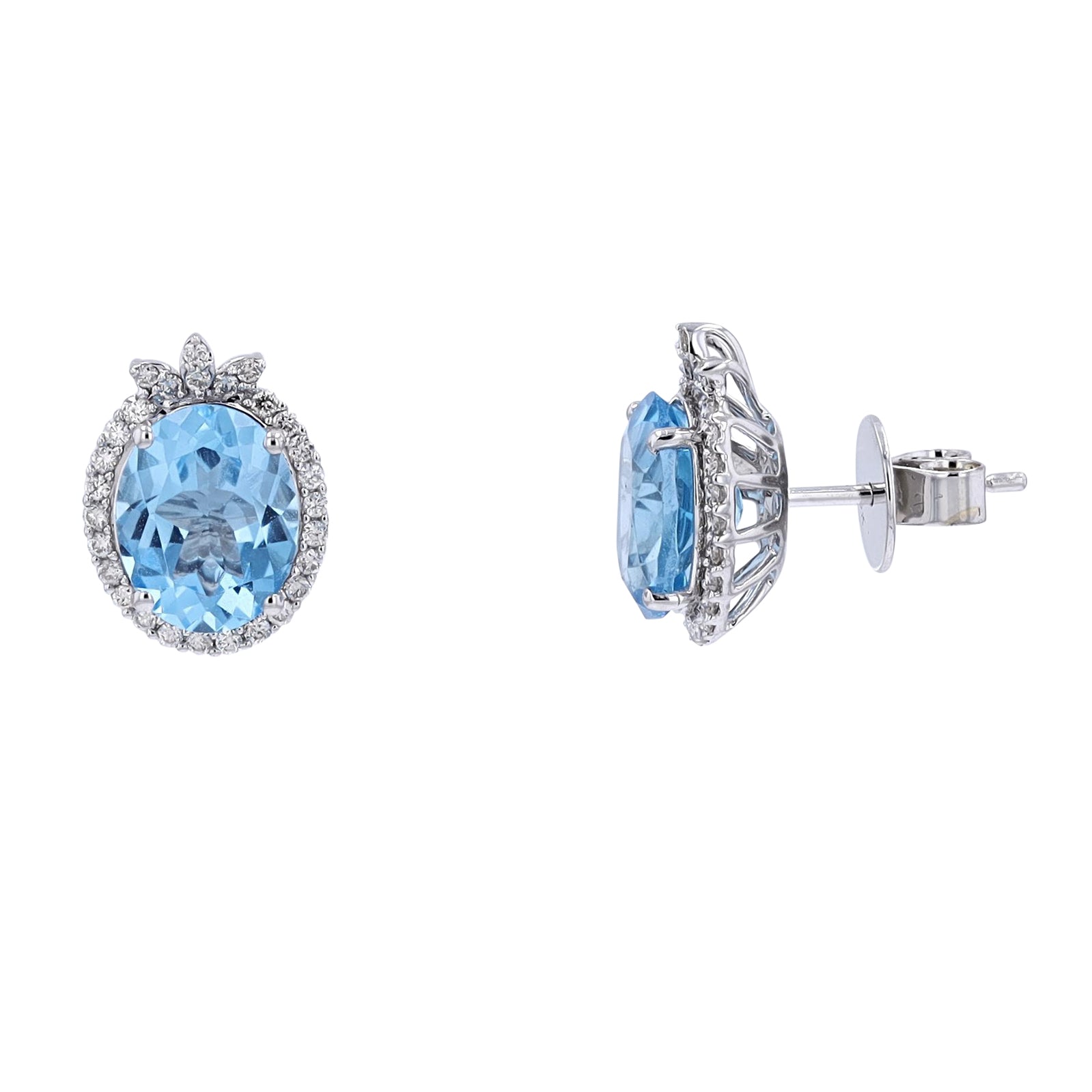 10K WG 6 CT Blue Topaz Earrings