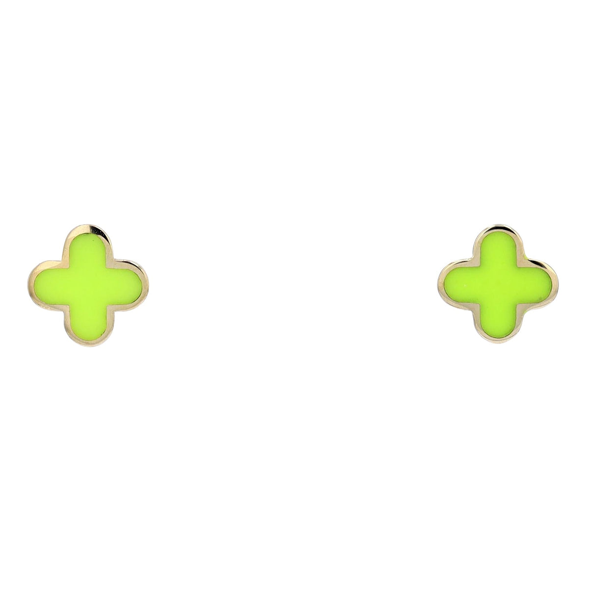 14K YG Enamel Clover Studs<p><strong>More Colors Available</p></strong>