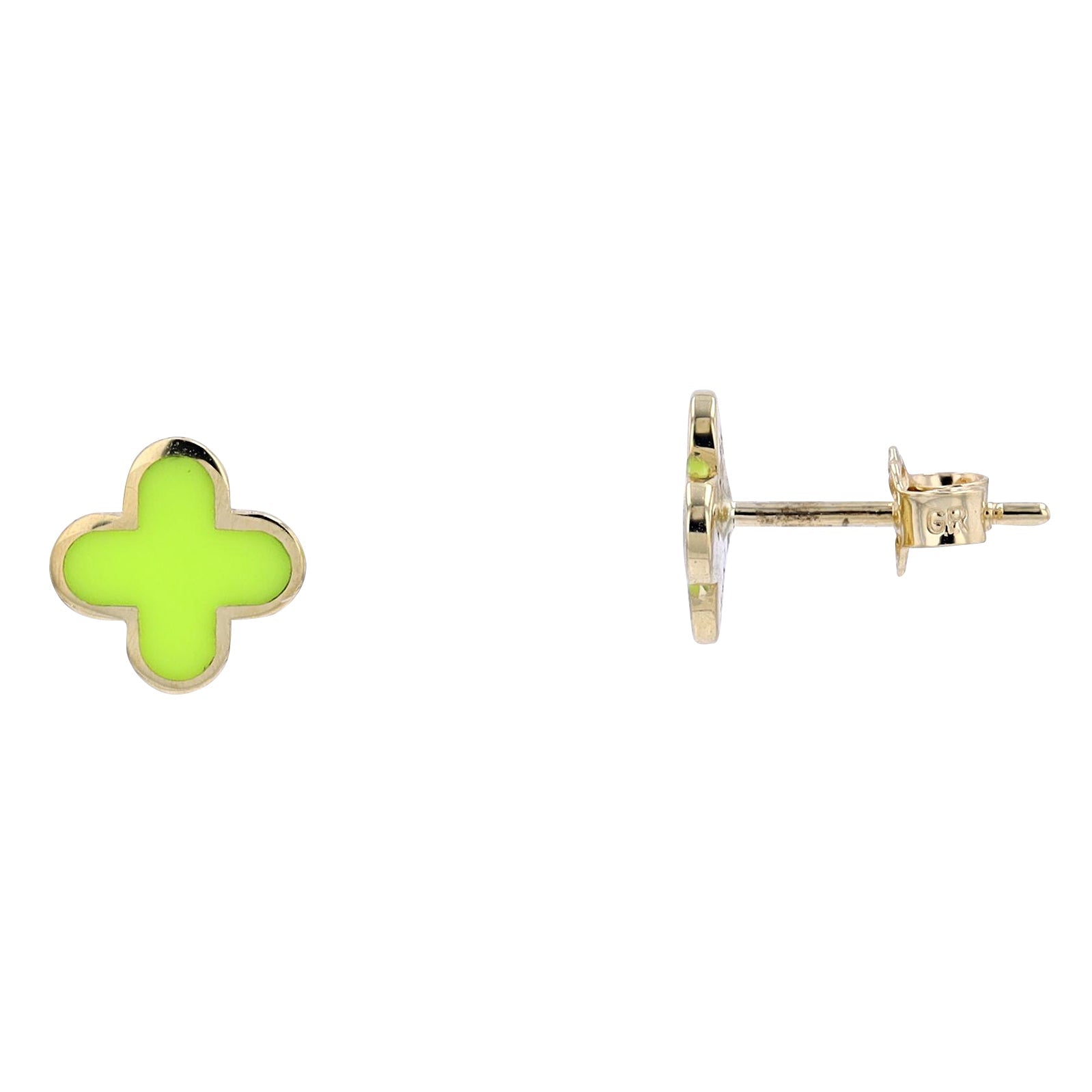 14K YG Enamel Clover Studs<p><strong>More Colors Available</p></strong>
