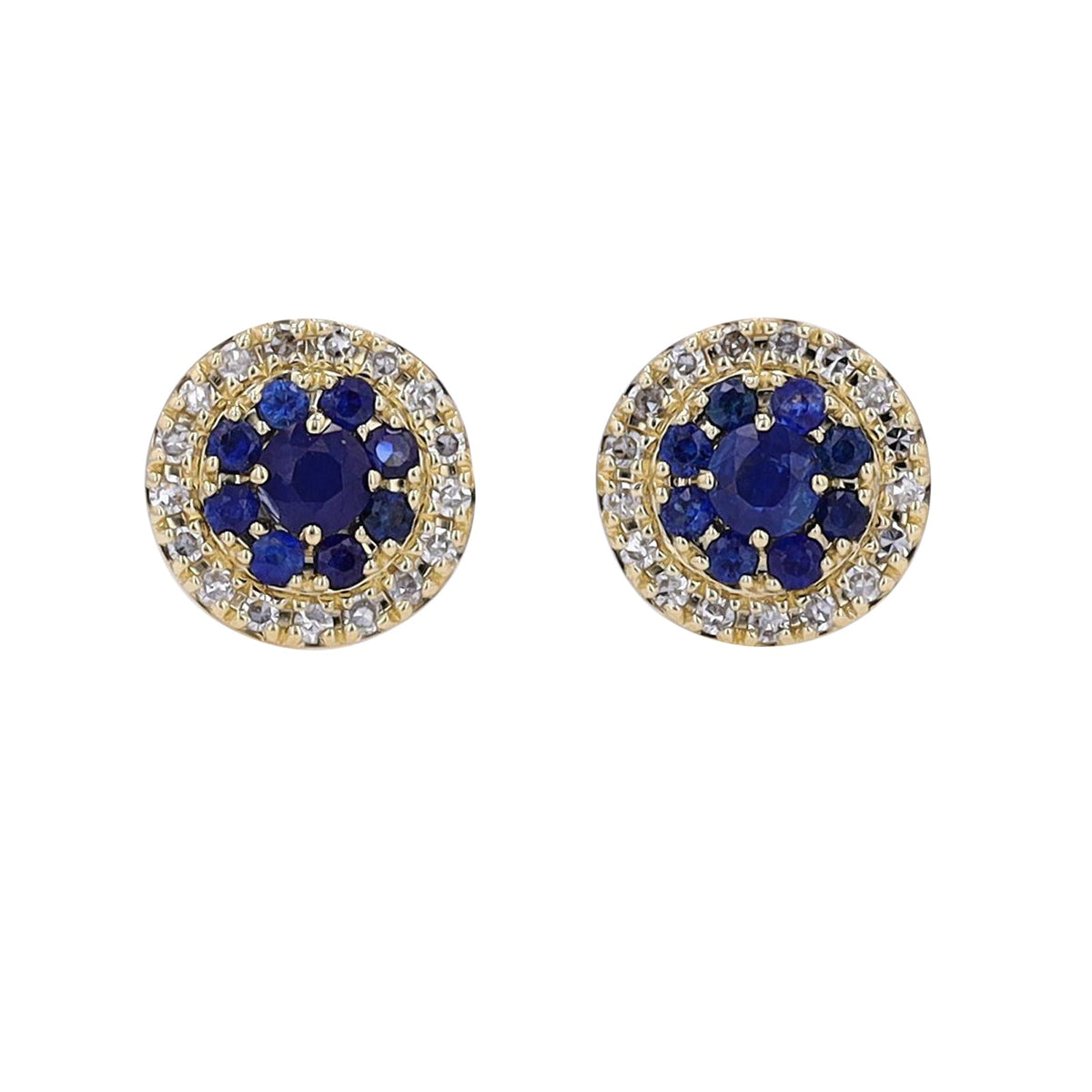 14K Gemstone & Diamond Cluster Studs<p><strong>More Colors Available</p></strong>