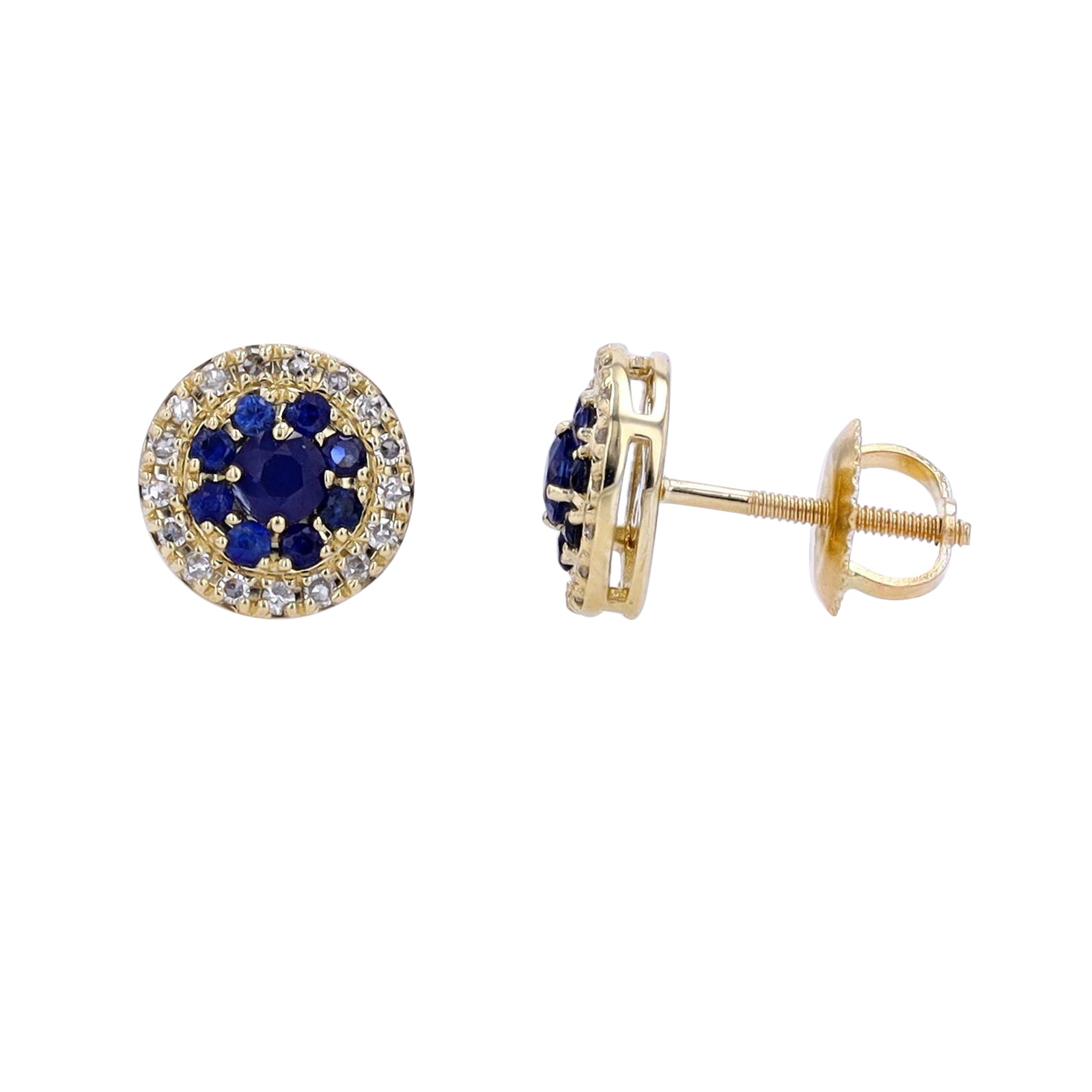 14K Gemstone & Diamond Cluster Studs<p><strong>More Colors Available</p></strong>