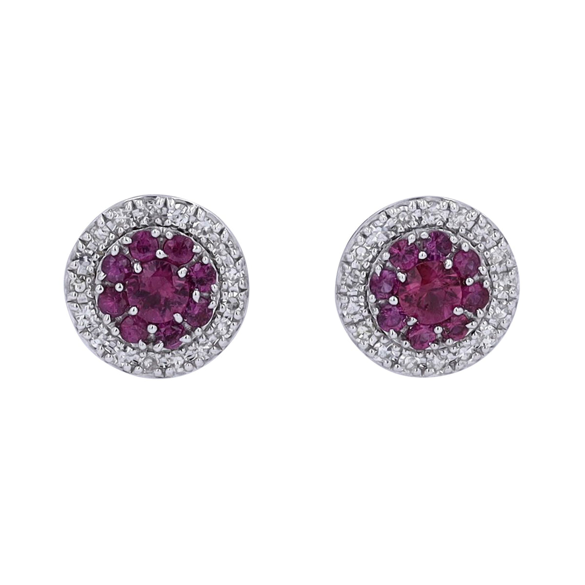 14K Gemstone & Diamond Cluster Studs<p><strong>More Colors Available</p></strong>