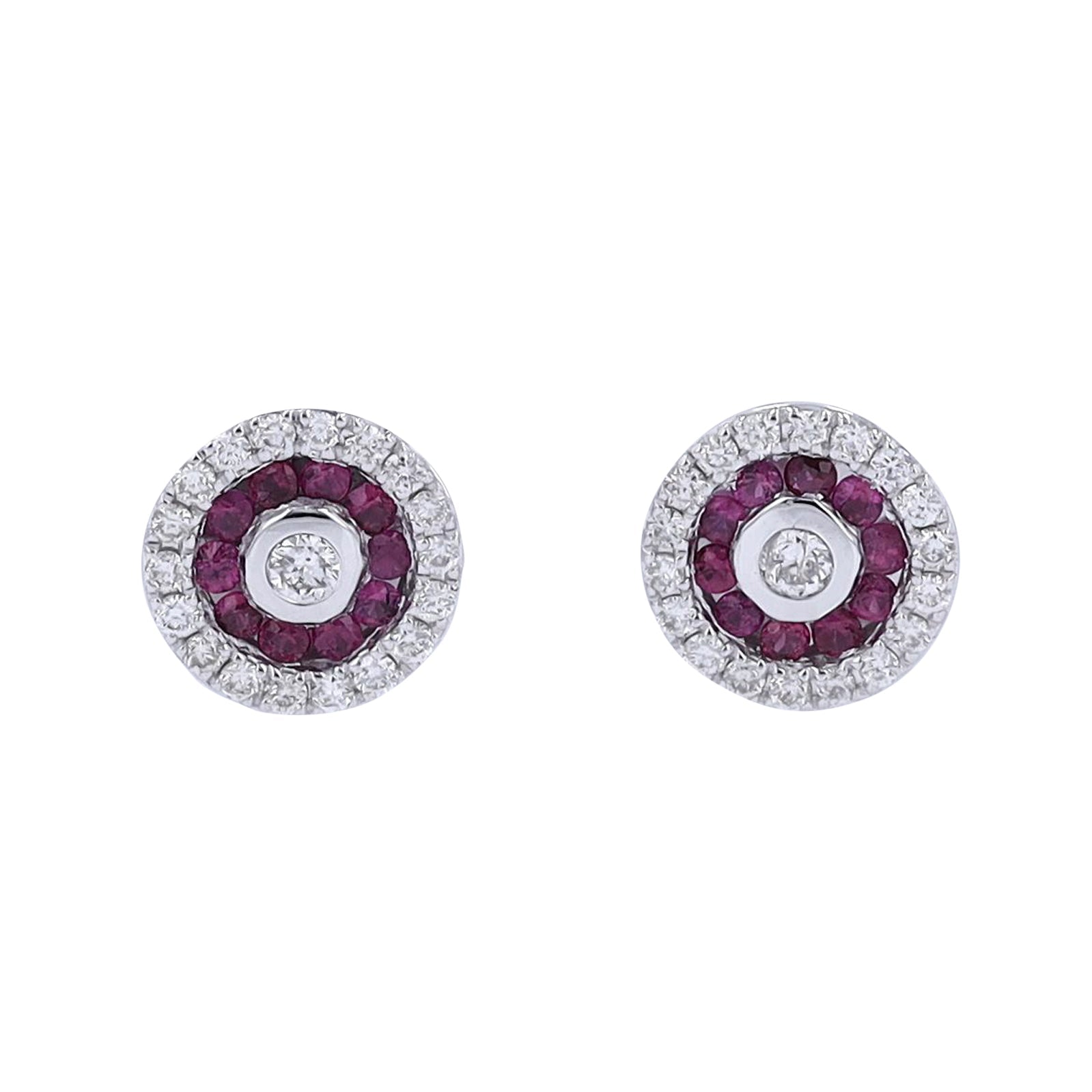 14K Gemstone & Diamond Halo Studs <p><strong>More Colors Available</p></strong>
