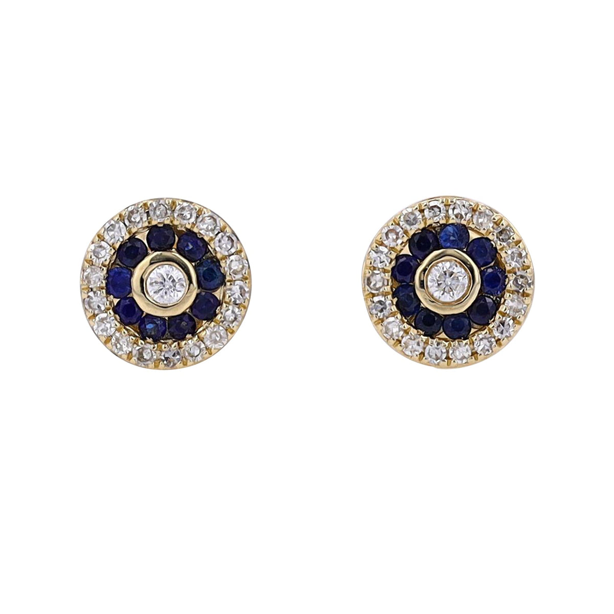 14K Gemstone & Diamond Halo Studs <p><strong>More Colors Available</p></strong>