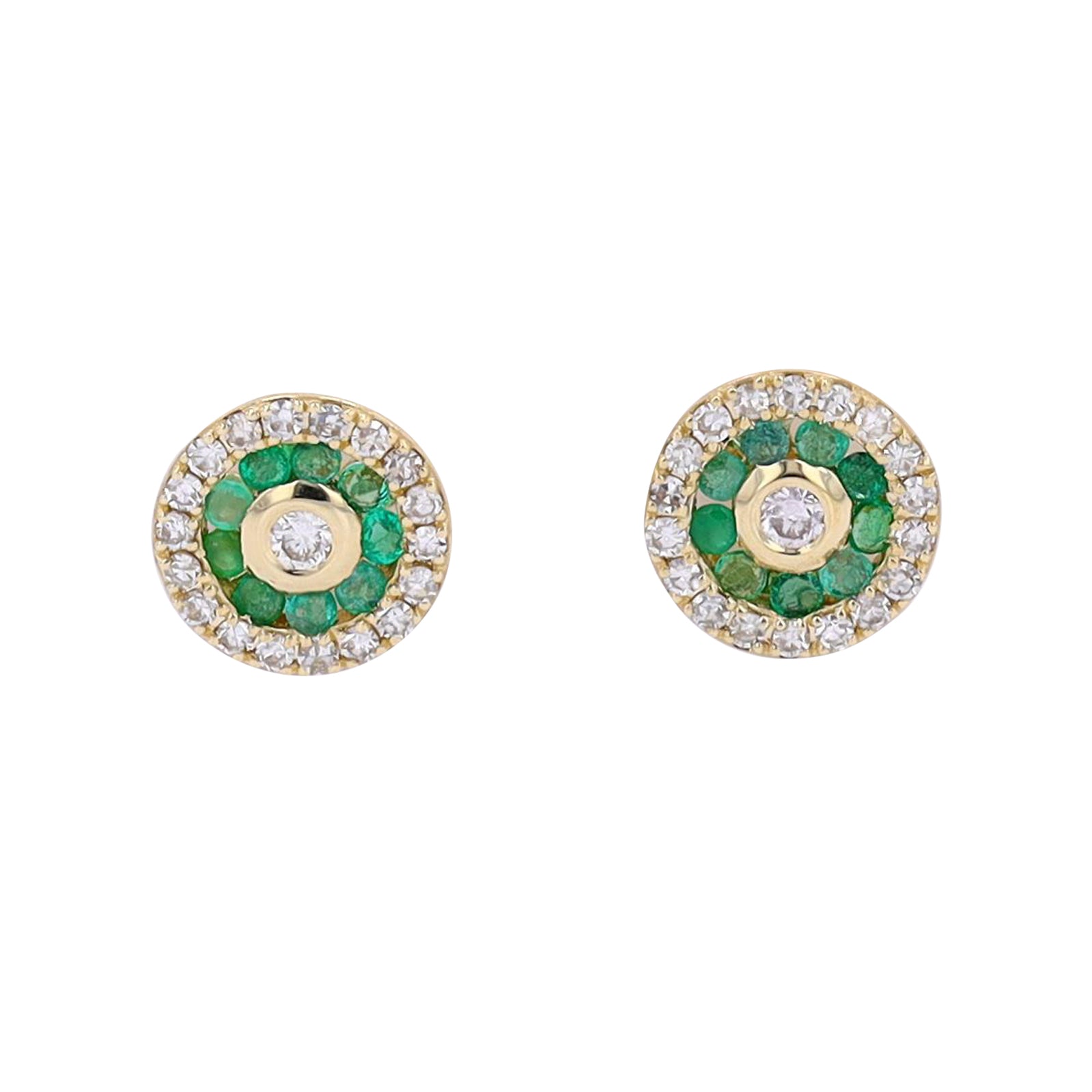14K Gemstone & Diamond Halo Studs <p><strong>More Colors Available</p></strong>