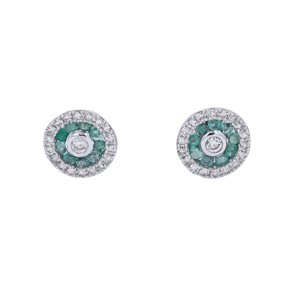 14K Gemstone & Diamond Halo Studs <p><strong>More Colors Available</p></strong>