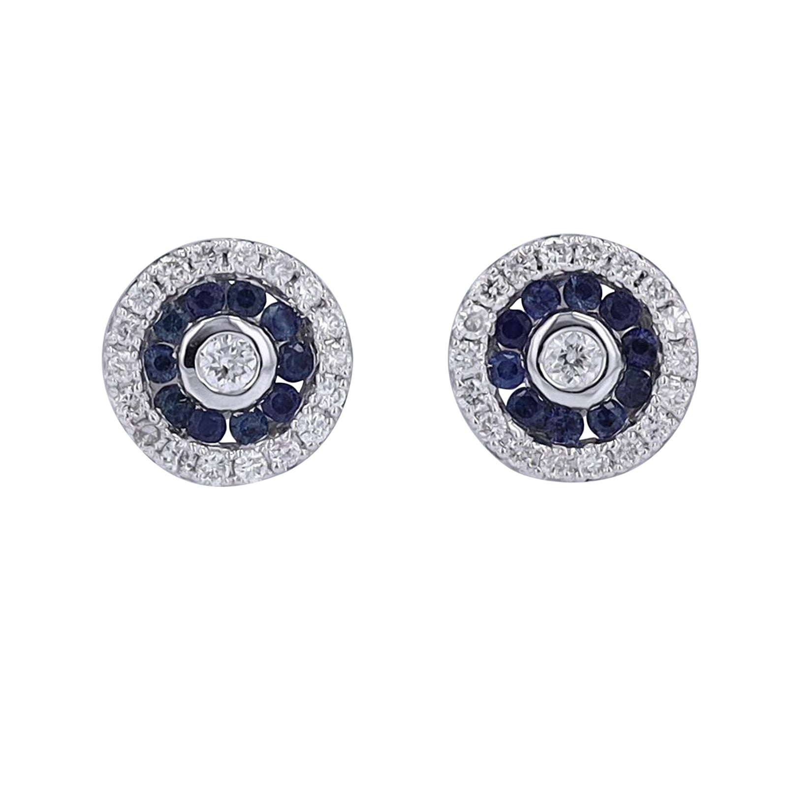 14K Gemstone & Diamond Halo Studs <p><strong>More Colors Available</p></strong>
