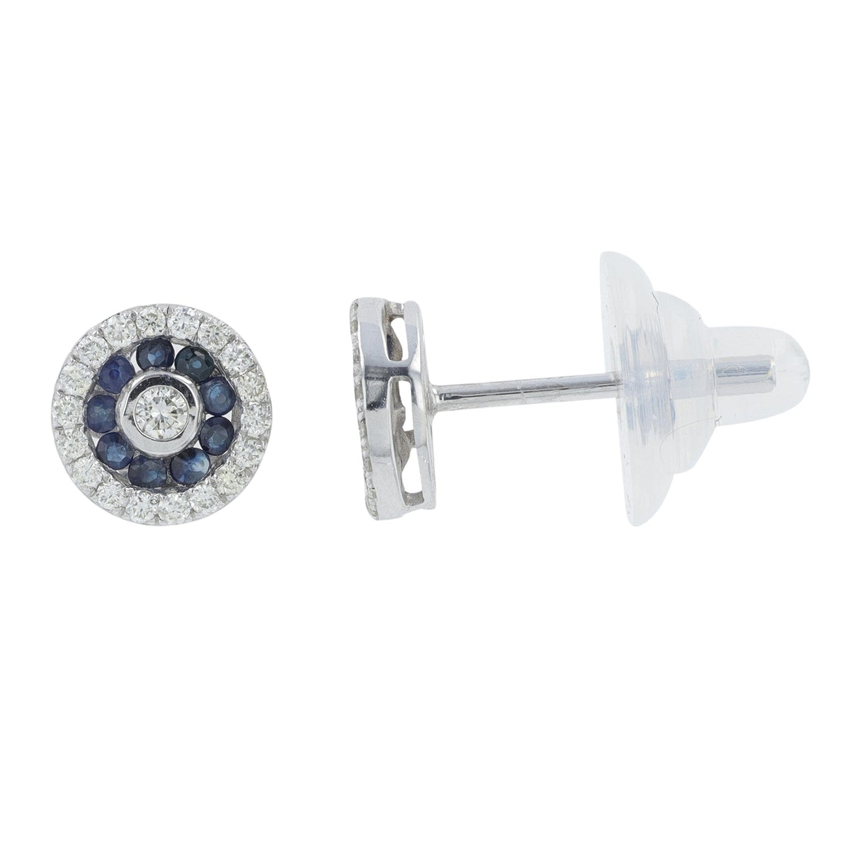 14K Gemstone & Diamond Halo Studs <p><strong>More Colors Available</p></strong>