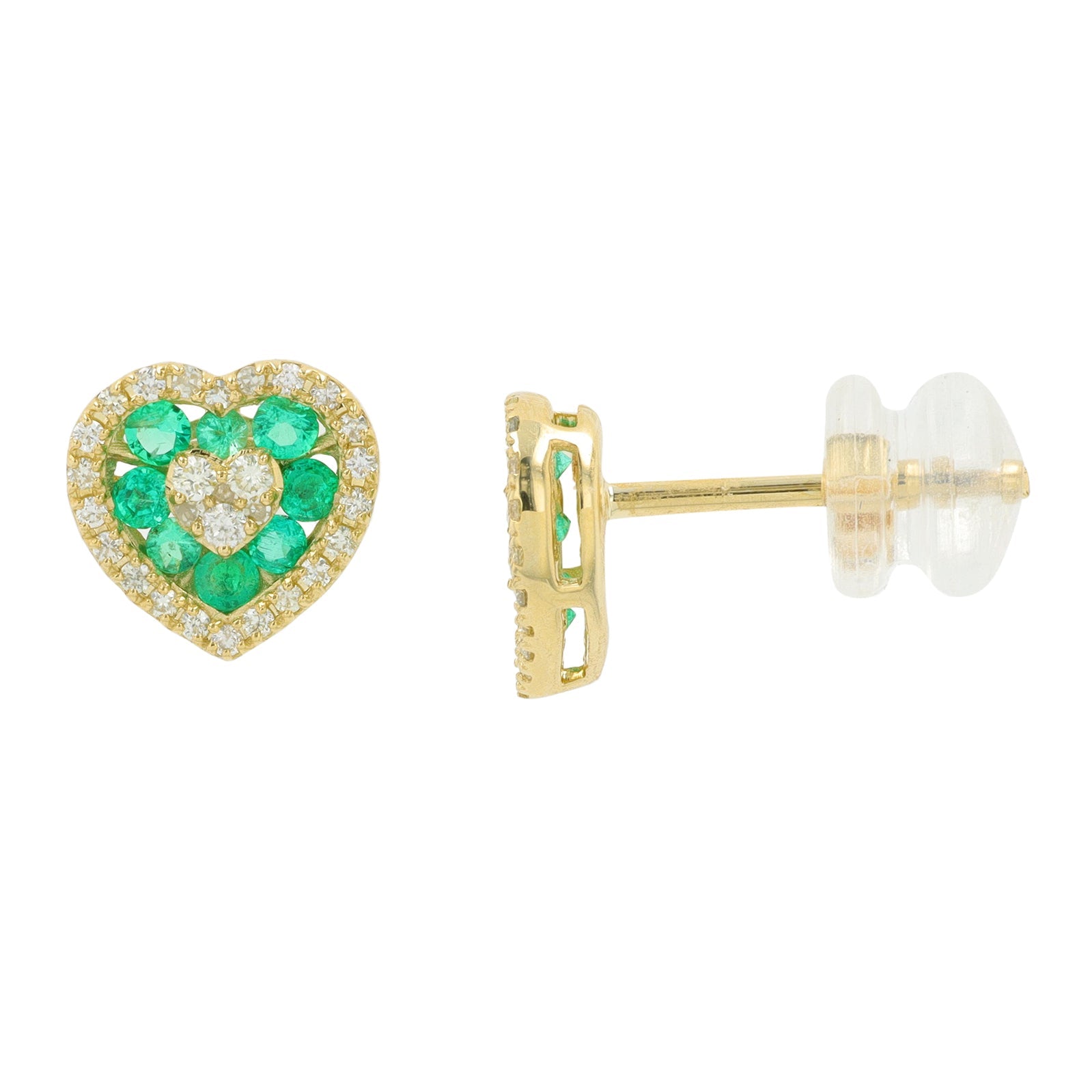 14K Gemstone & Diamond Hearts Studs<p><strong>More Colors Available</p></strong>