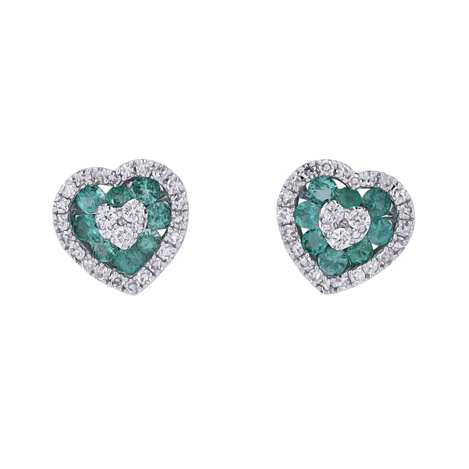 14K Gemstone & Diamond Hearts Studs<p><strong>More Colors Available</p></strong>