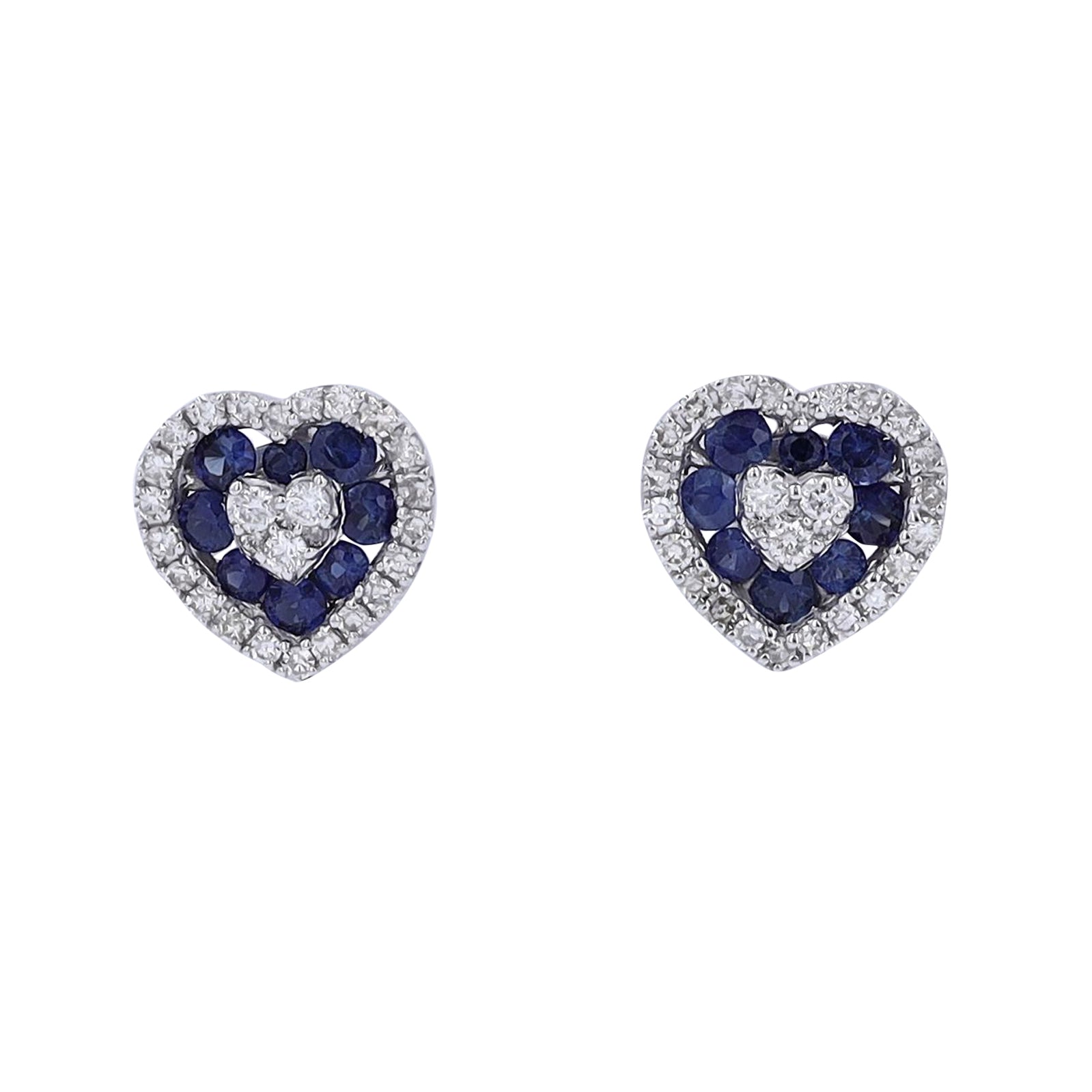 14K Gemstone & Diamond Hearts Studs<p><strong>More Colors Available</p></strong>