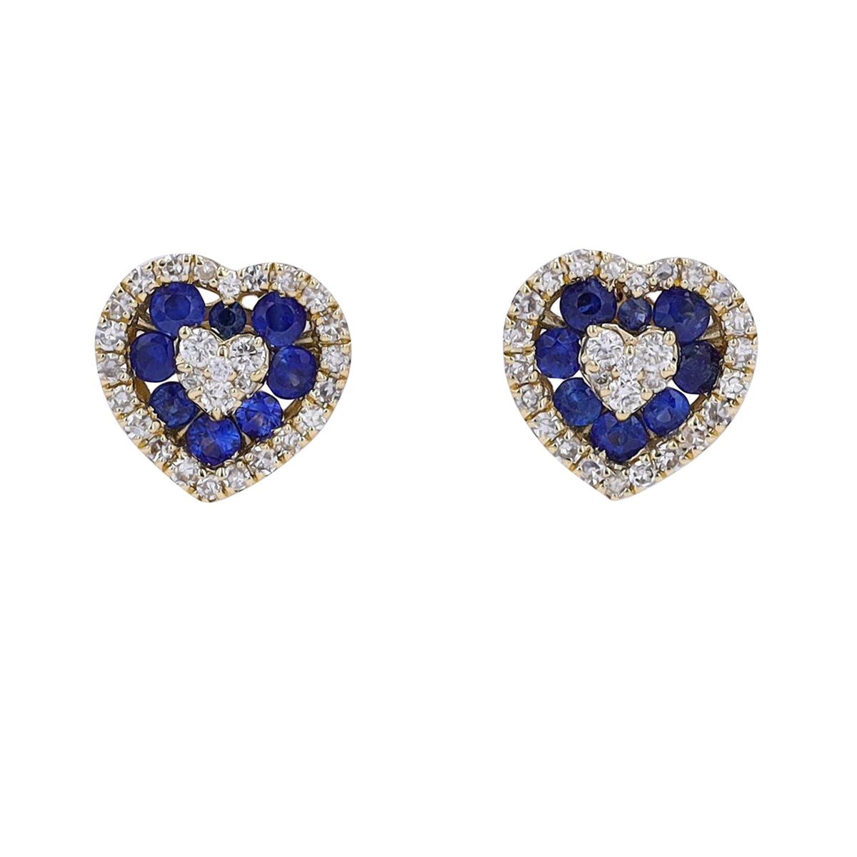 14K Gemstone & Diamond Hearts Studs<p><strong>More Colors Available</p></strong>