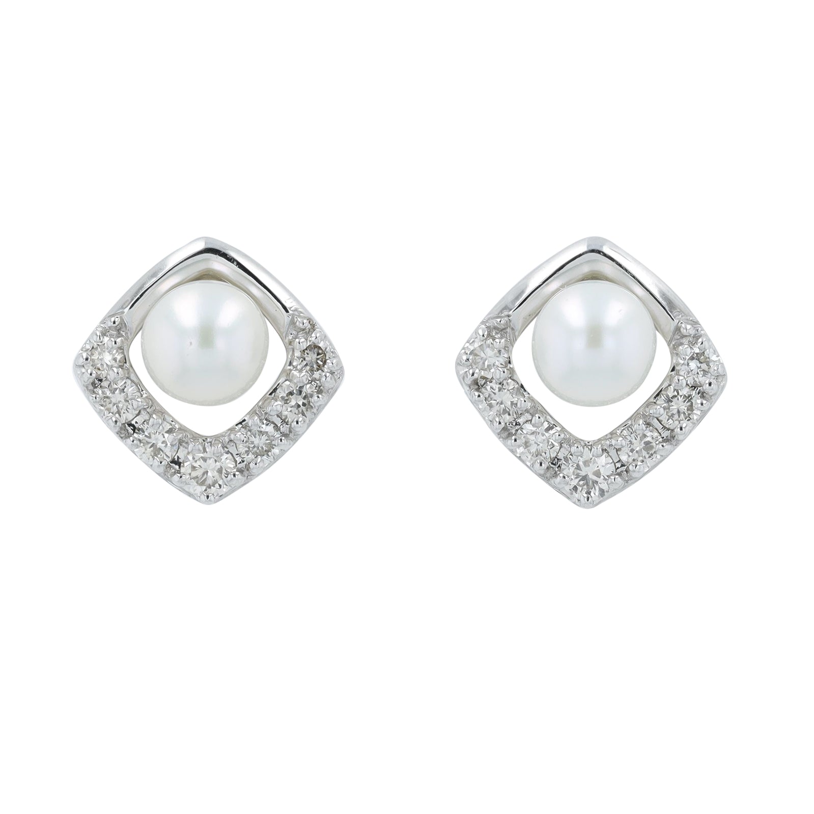 10K WG Pearl Center Earrings