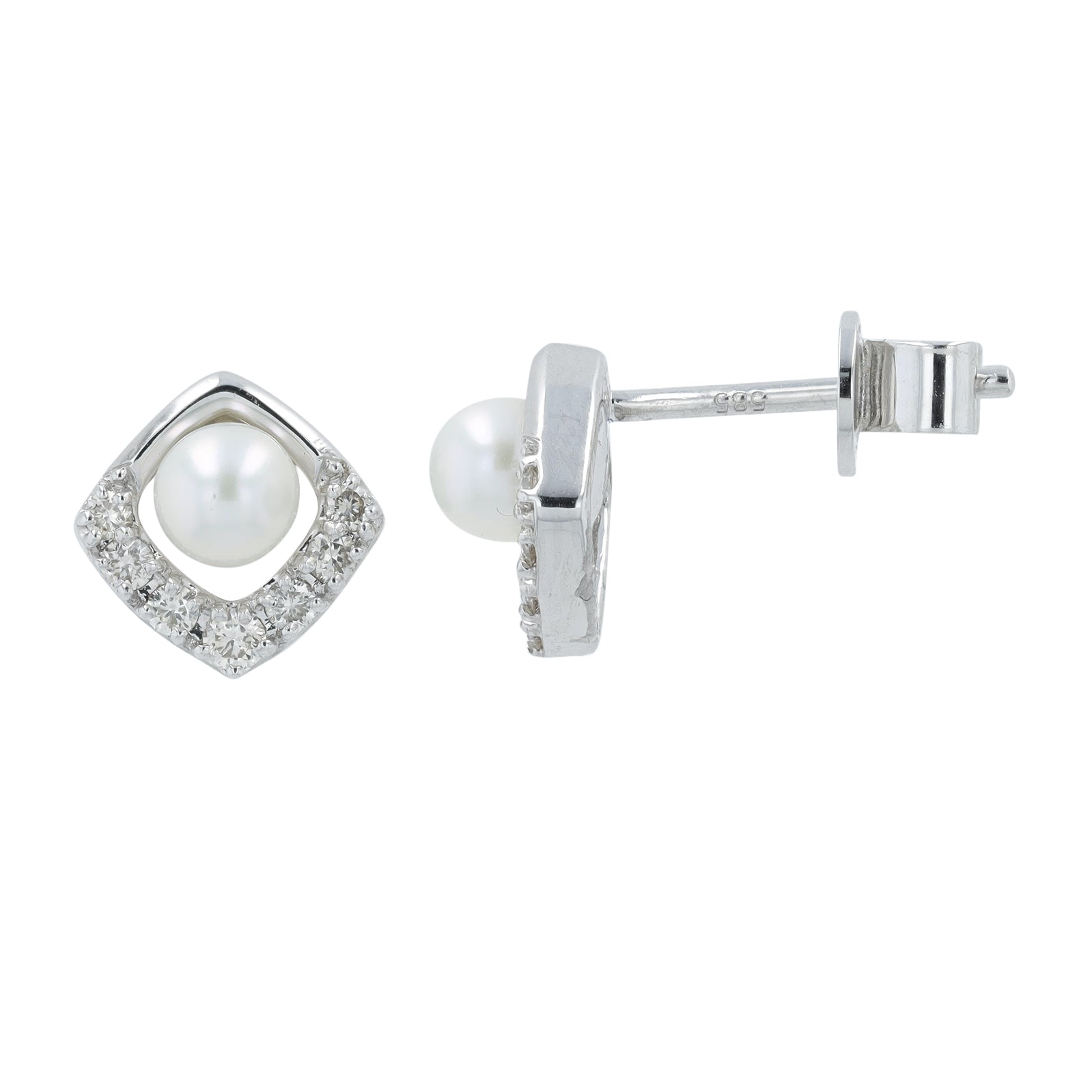 10K WG Pearl Center Earrings