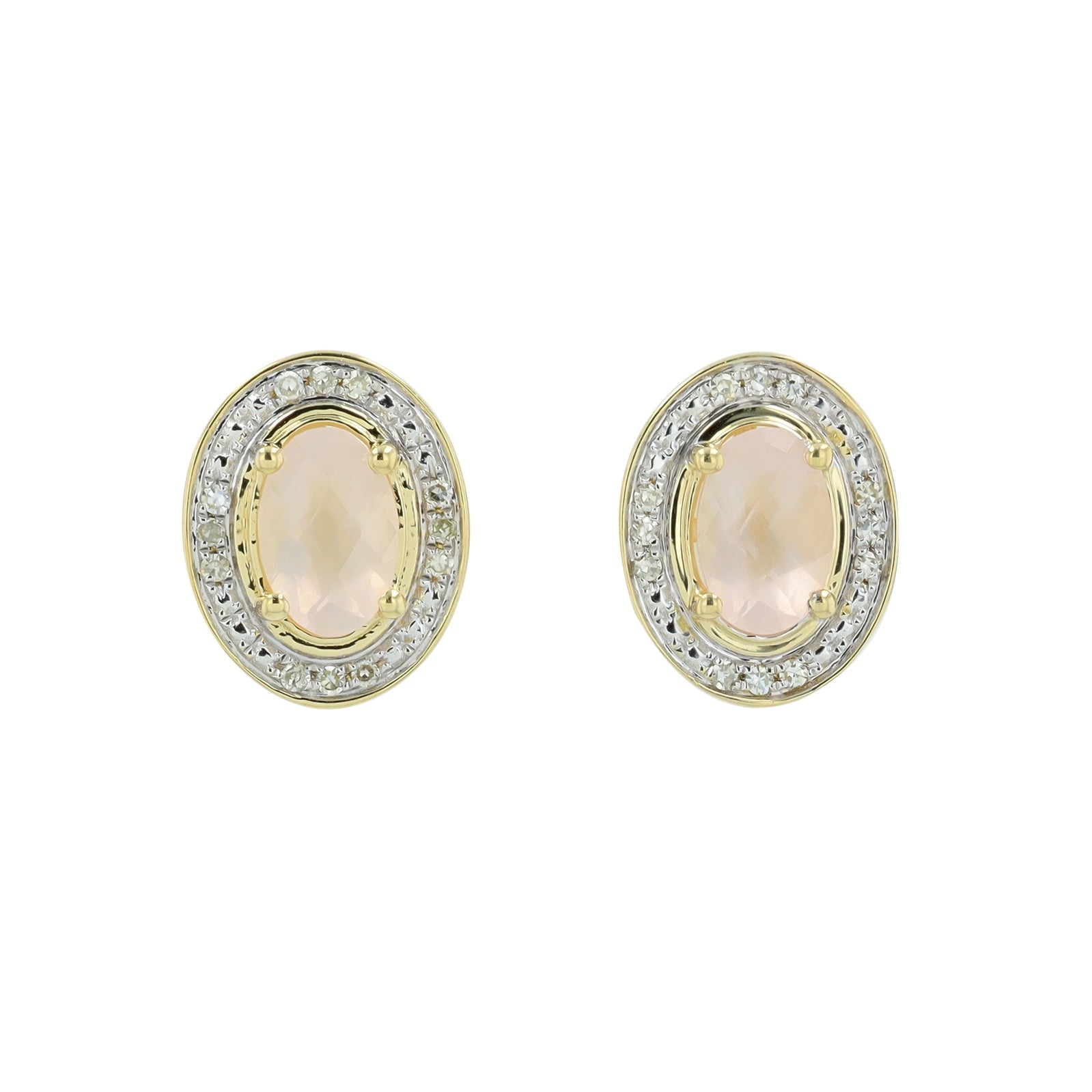 10K Gemstone Center Oval Studs<p><strong>More Colors Available</p></strong>