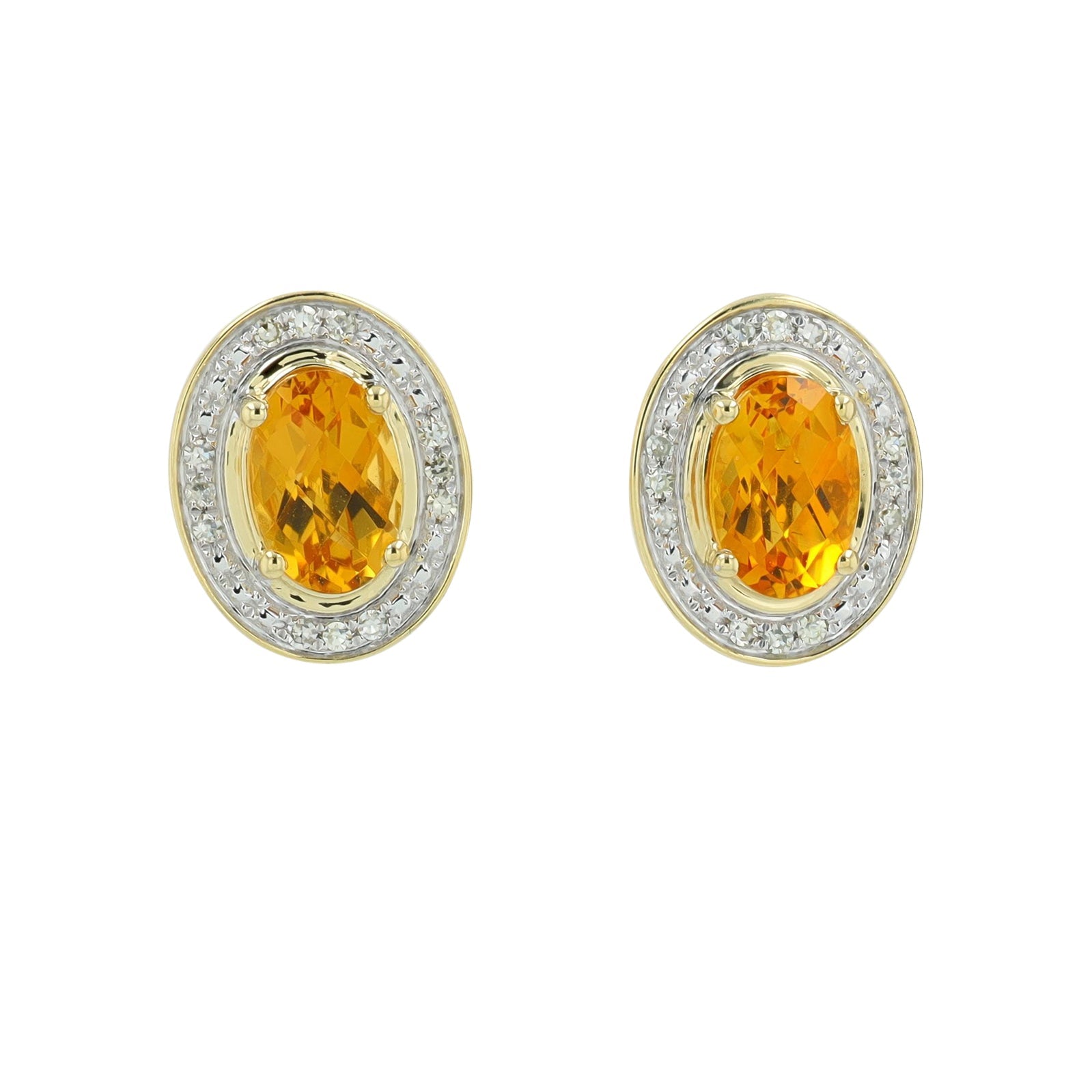 10K Gemstone Center Oval Studs<p><strong>More Colors Available</p></strong>