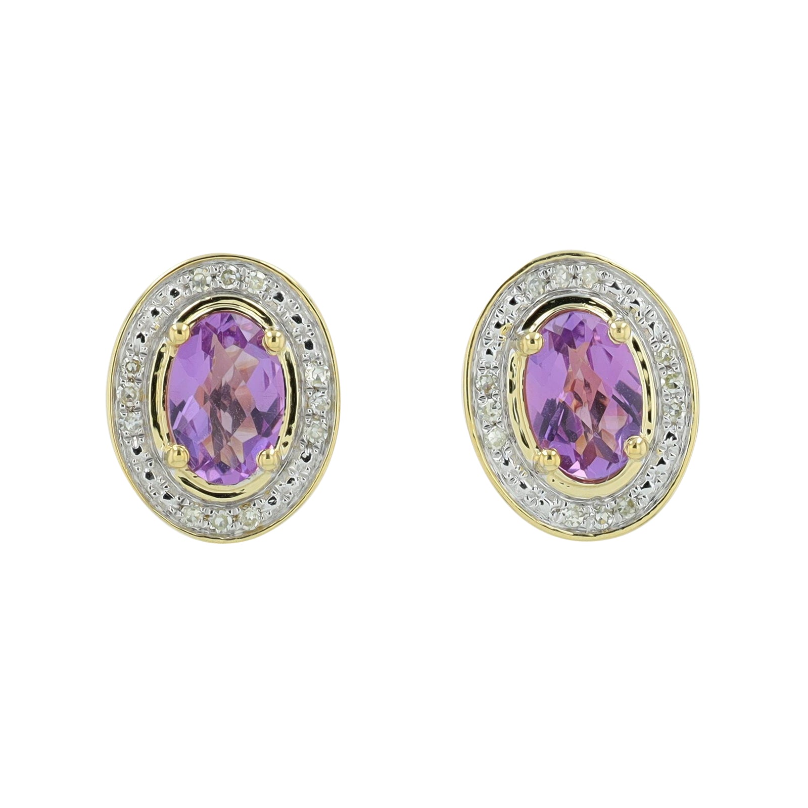 10K Gemstone Center Oval Studs<p><strong>More Colors Available</p></strong>