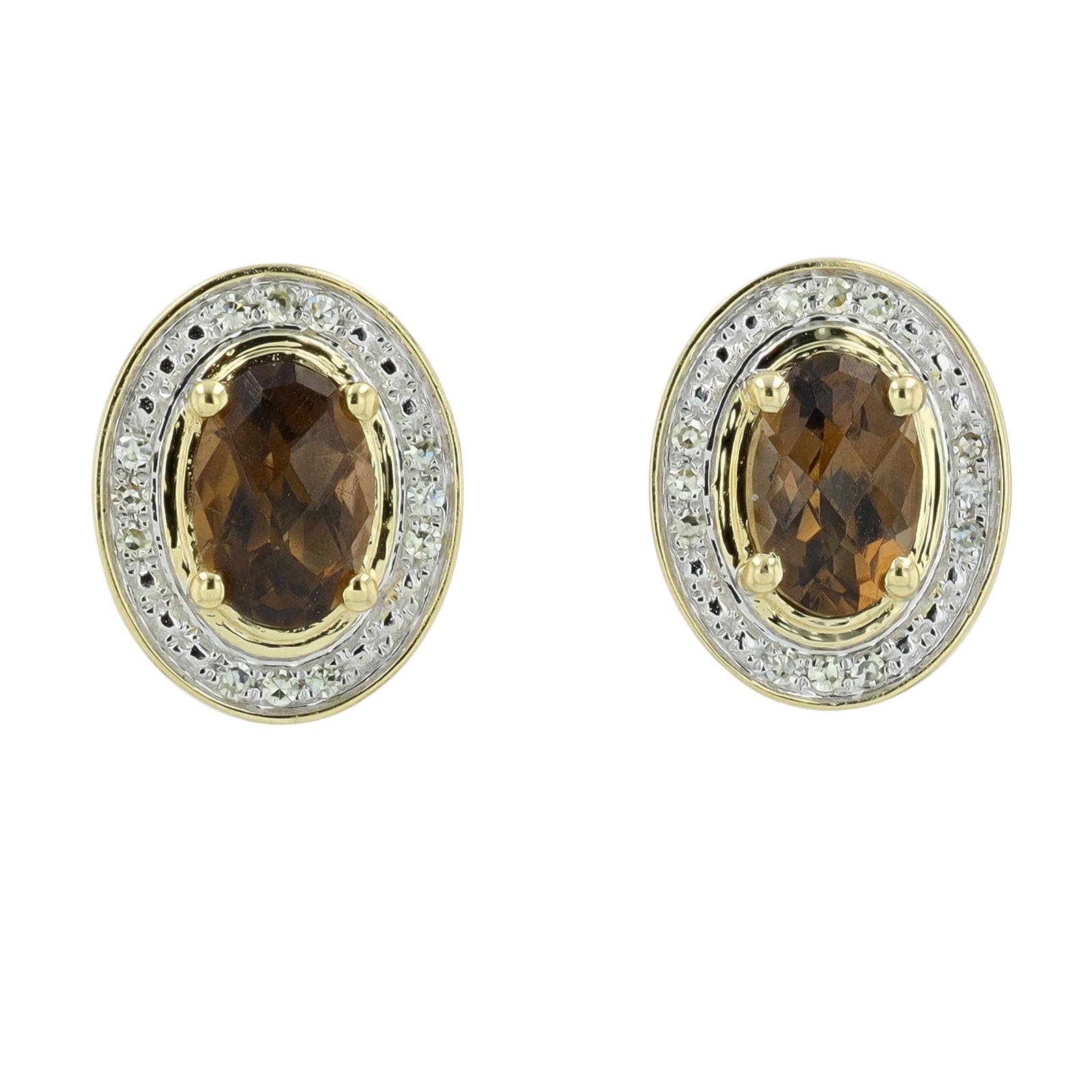 10K Gemstone Center Oval Studs<p><strong>More Colors Available</p></strong>