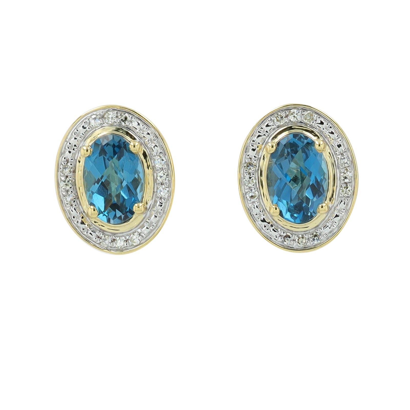 10K Gemstone Center Oval Studs<p><strong>More Colors Available</p></strong>