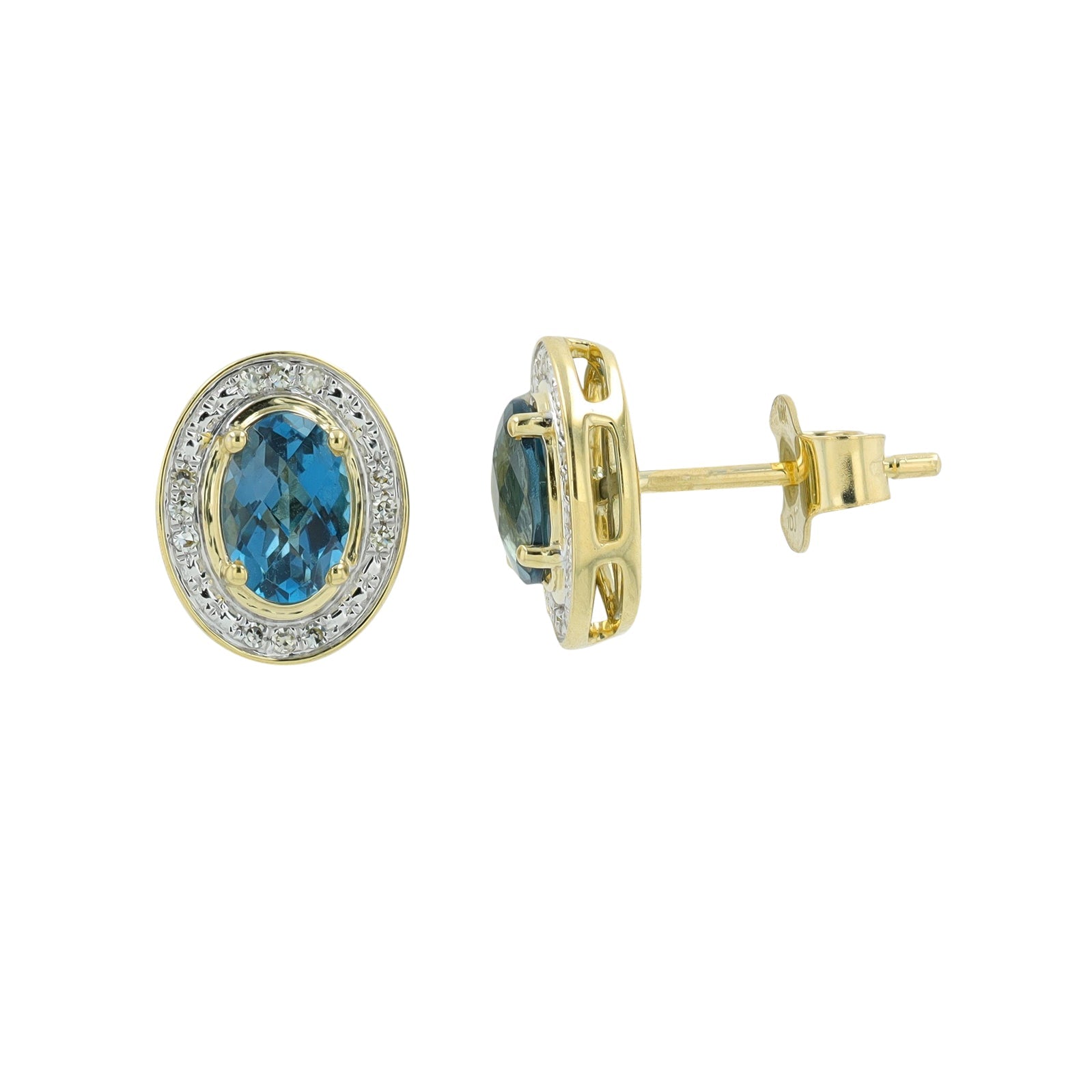 10K Gemstone Center Oval Studs<p><strong>More Colors Available</p></strong>