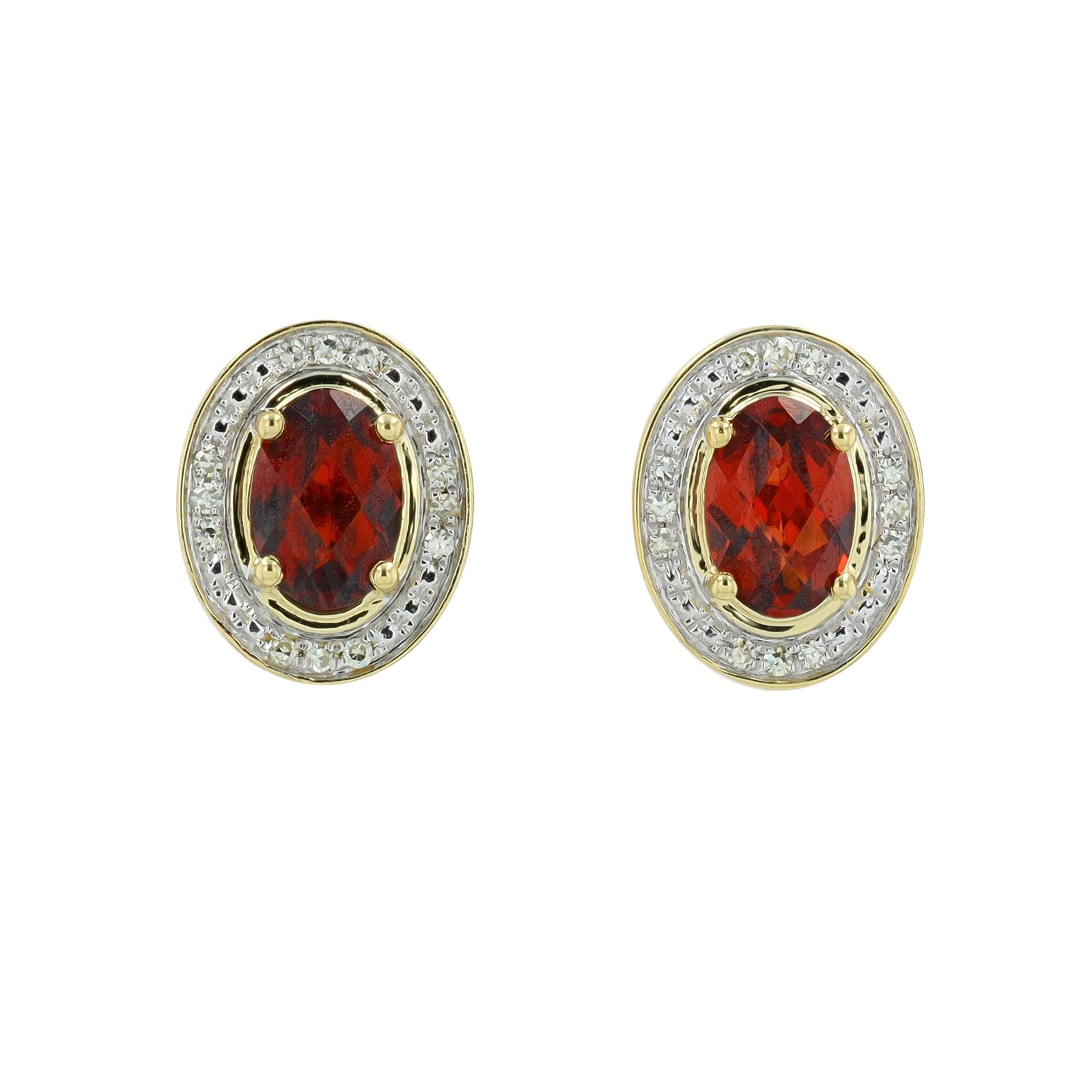10K Gemstone Center Oval Studs<p><strong>More Colors Available</p></strong>
