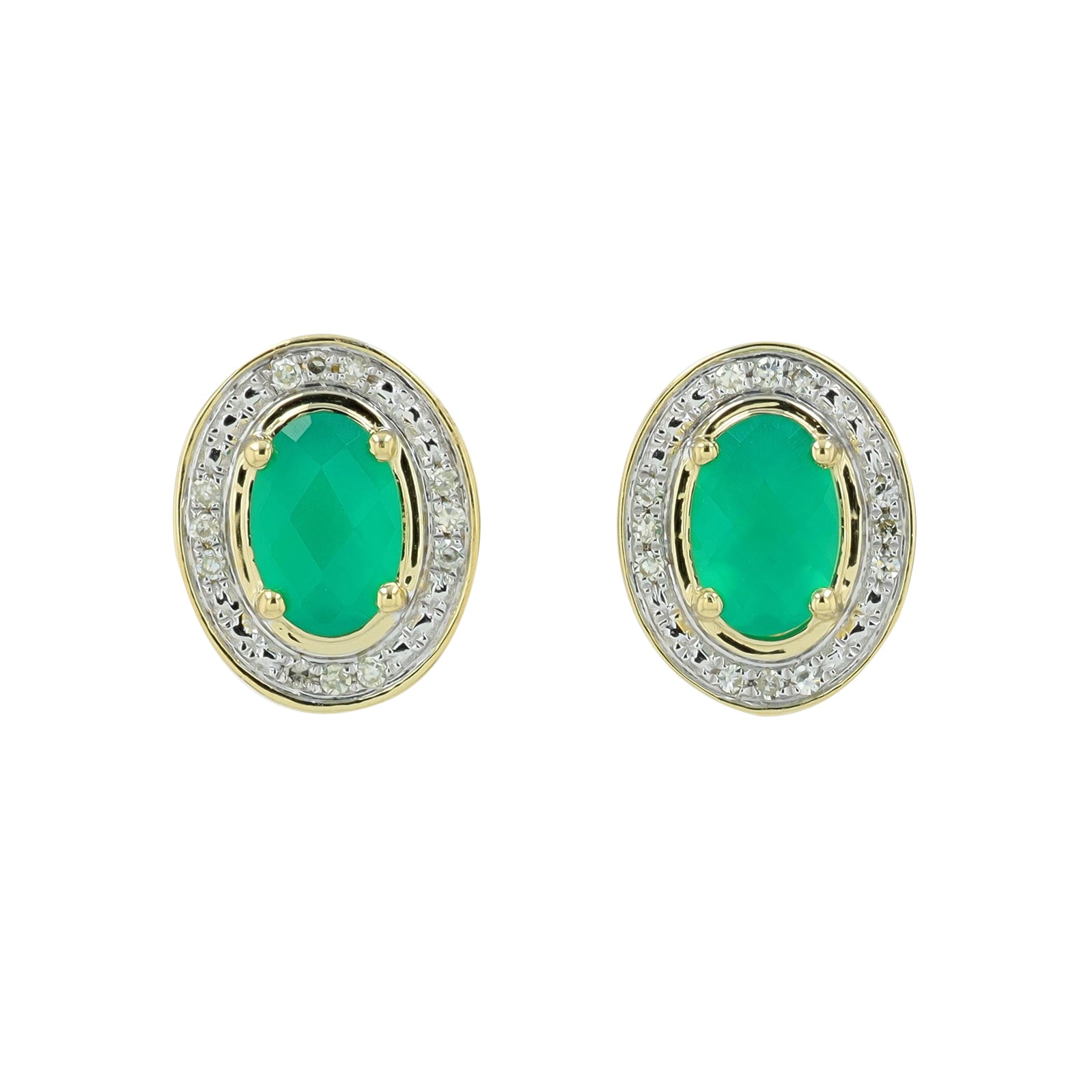 10K Gemstone Center Oval Studs<p><strong>More Colors Available</p></strong>