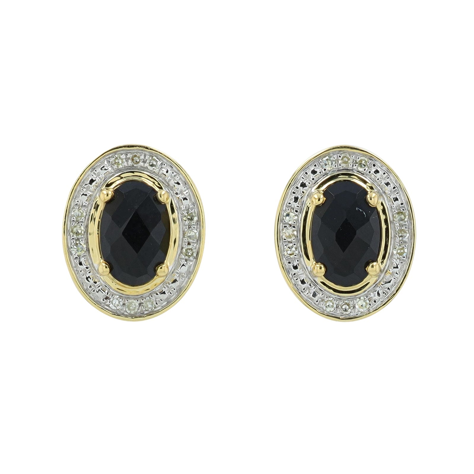 10K Gemstone Center Oval Studs<p><strong>More Colors Available</p></strong>