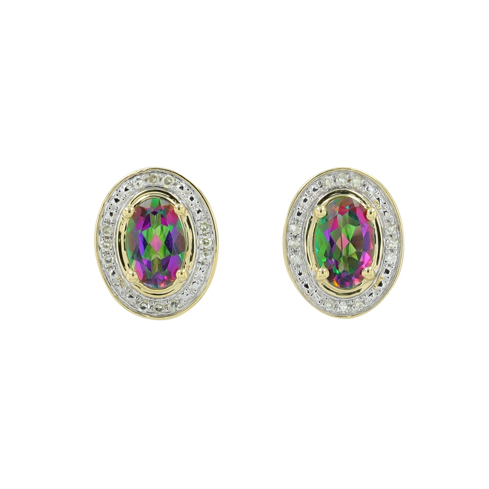 10K Gemstone Center Oval Studs<p><strong>More Colors Available</p></strong>