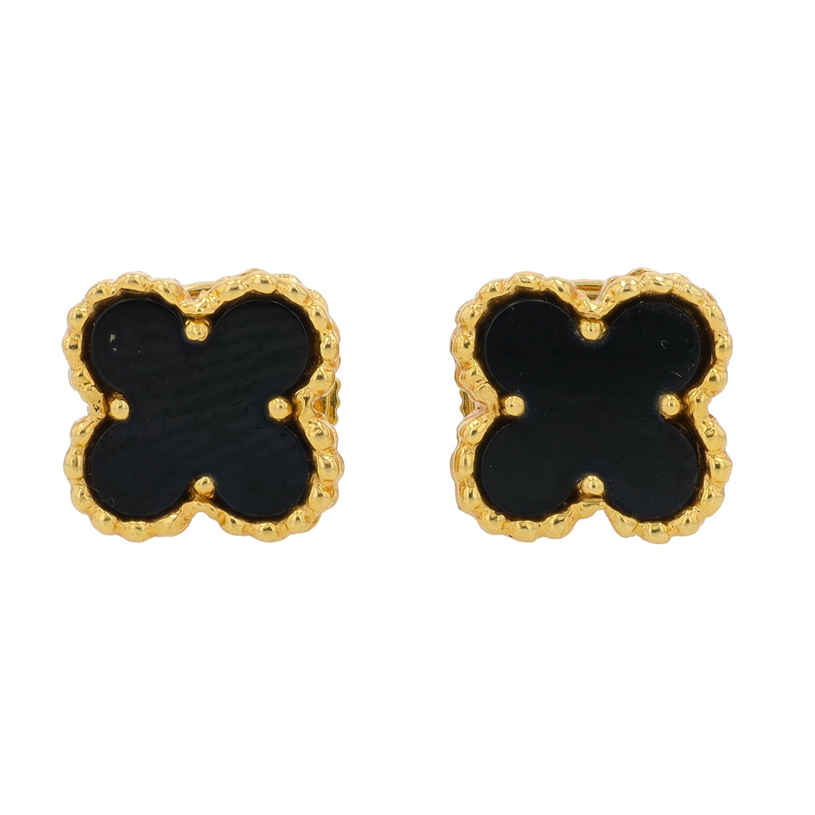 18K YG Van Cleef & Arpels Black Onyx Studs