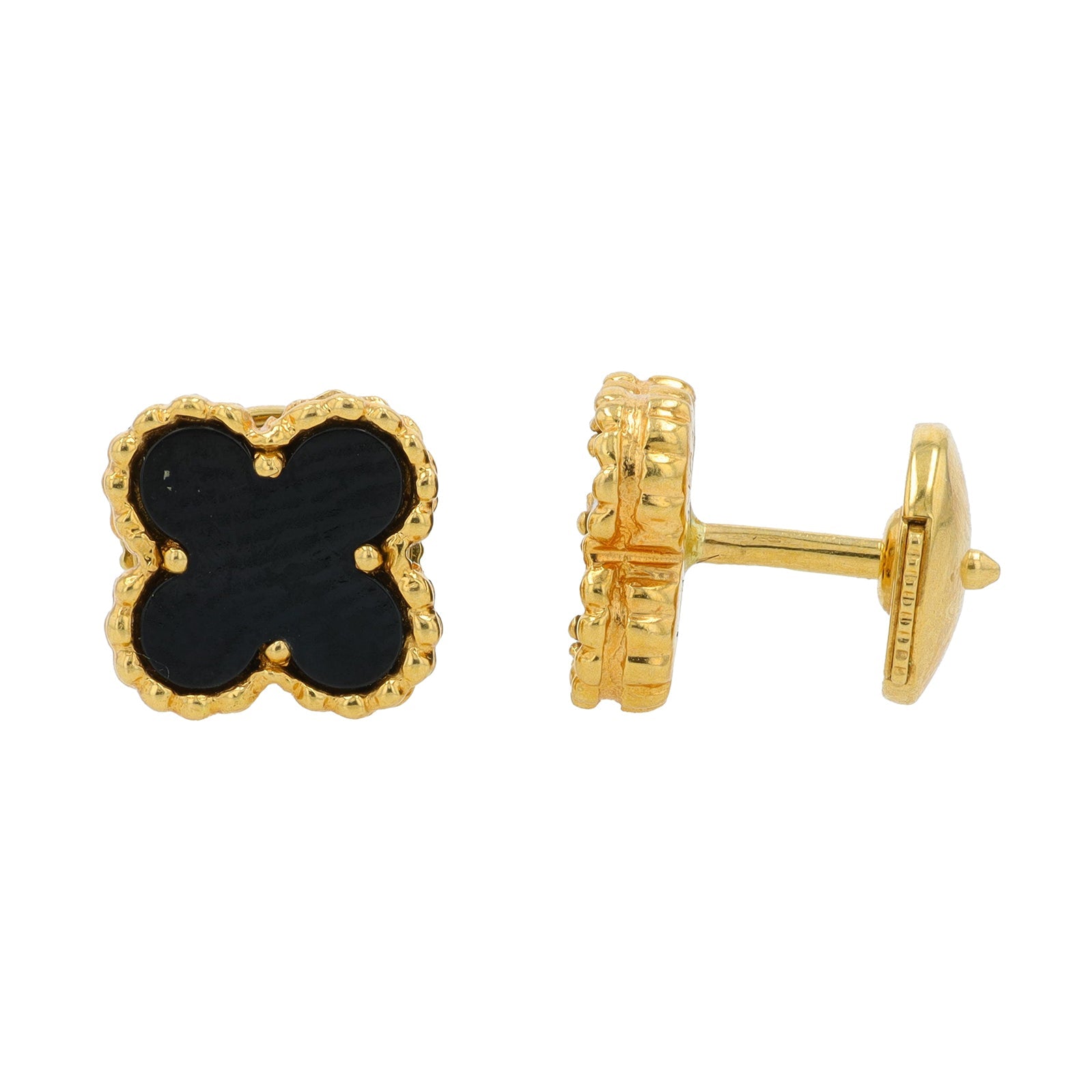 18K YG Van Cleef & Arpels Black Onyx Studs