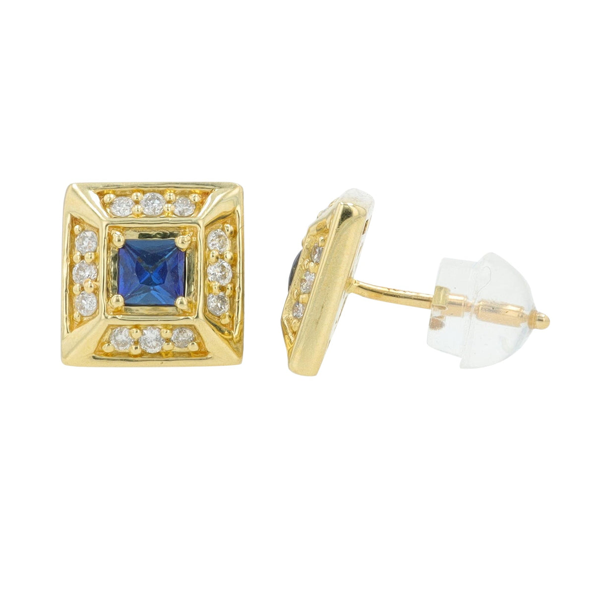 10K YG .30 CTW Sapphire Earrings