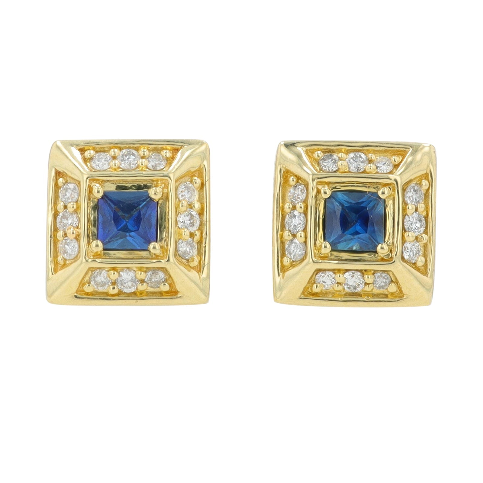 10K YG .30 CTW Sapphire Earrings