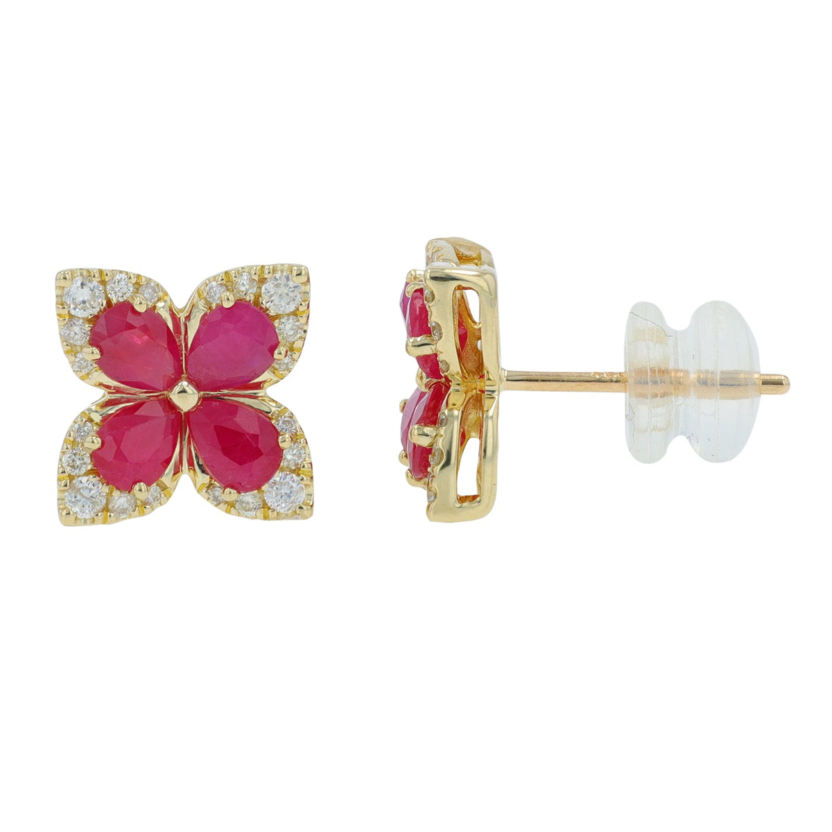 14K YG 1.50 CT Ruby Studs
