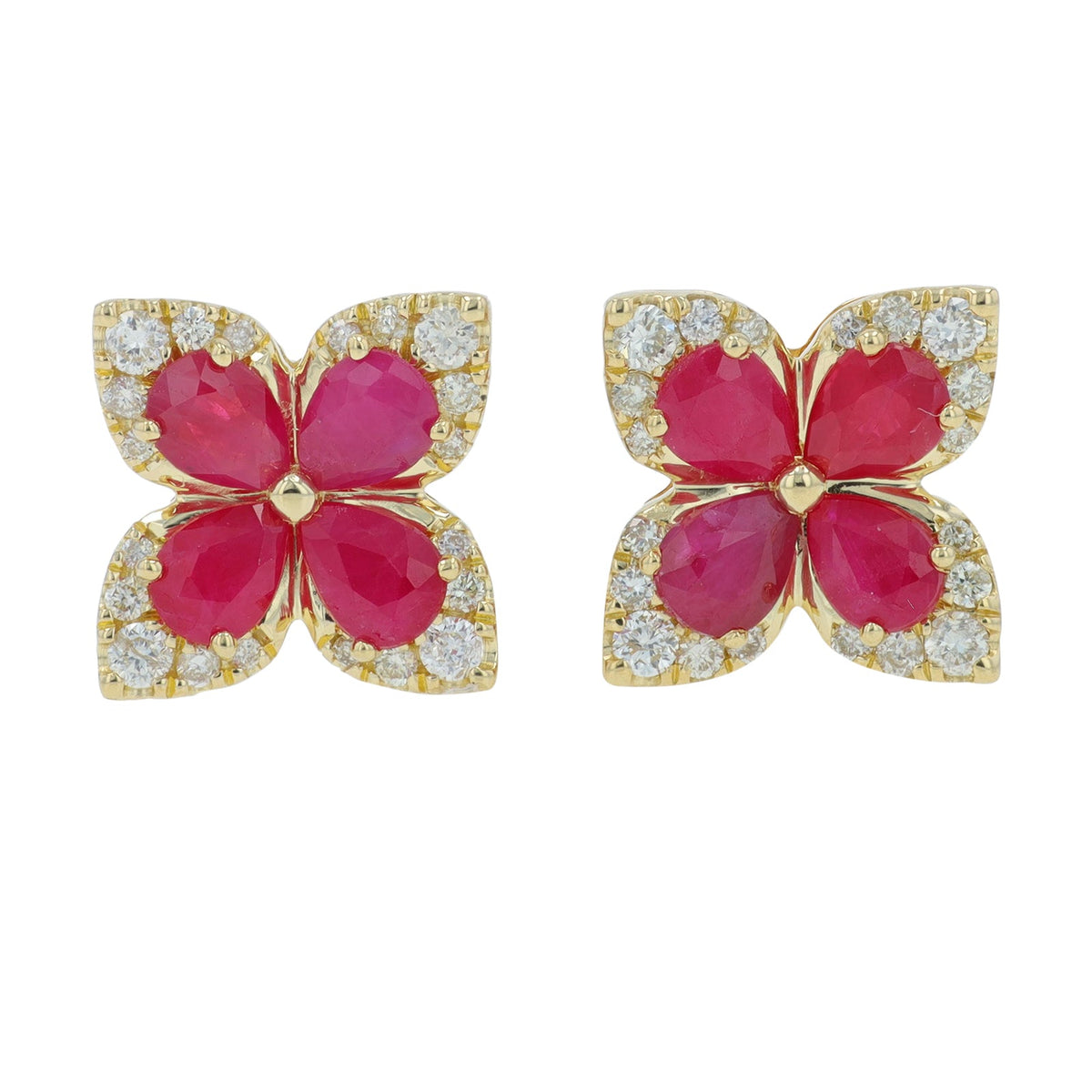 14K YG 1.50 CT Ruby Studs