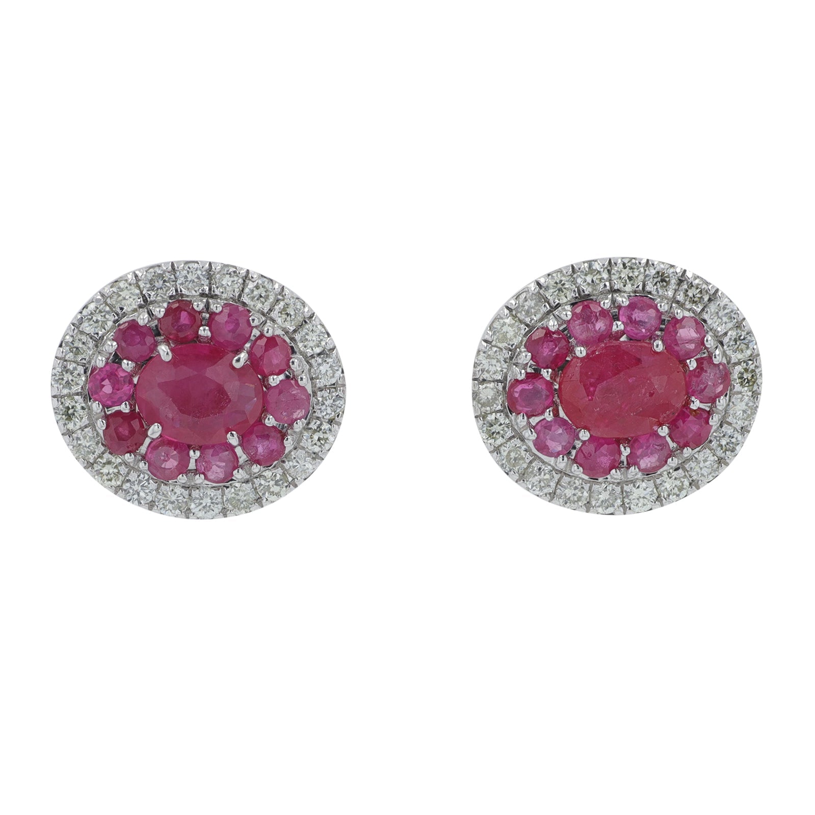 14K WG Gemstone Oval Studs<p><strong>More Colors Available</p></strong>